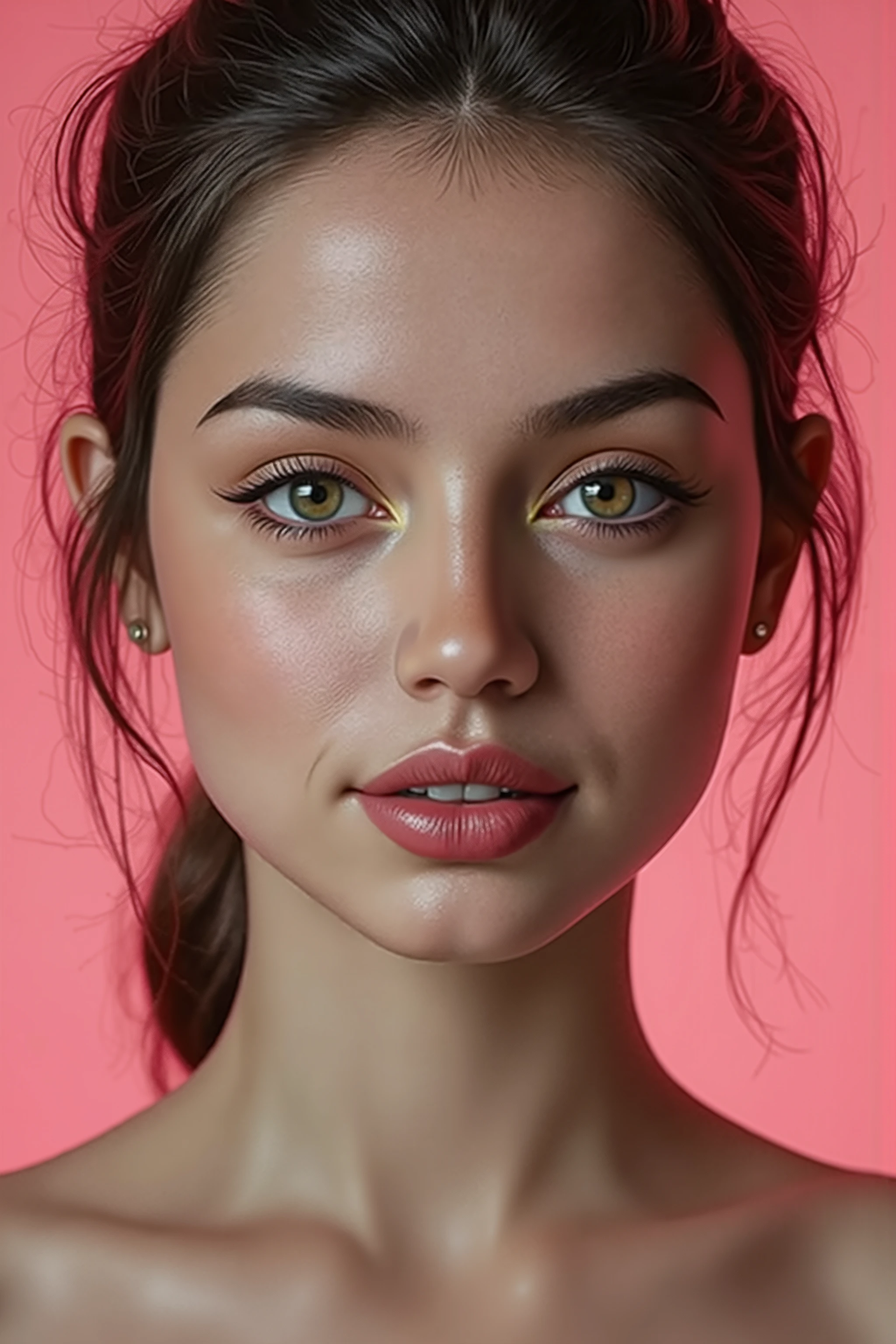 keep same character, same background, repaint this same frame to a anime-style frame made by,Young Girl,Teen Girl,ana: realistisches Studiofoto eines Models like Ana de Armas starlet. full body, tiefliegender rahmen mit rosenornamenten
GR:"🌟:ultrahochauflösend, fotorealistisch, im Stil eines hyperdetaillierten Beauty-Porträts mit Zeiss-Otus-85mm-Licht, anatomisch perfekte Haut- und Augentextur, dezenter weißer Rahmen um das gesamte Bild, tiefliegender rahmen mit rosenornamenten"
"🌌:psychedelischer Voronoi-Hintergrund in leuchtendem neon-pastell , Pink und Lime, weich verschwommen, damit das Gesicht absolut scharf bleibt, sanftes Beauty-Dish-Licht von vorn, feine Catchlights in den Augen"
"😈:Model Ana de Armas, 20 Jahre, schlanker Körperbau, feste Brüste, dunkles Haar in präzisem geflochtenem Zopf mit sichtbaren Spliss-Realismus und neonfarbenen Lichtbrechungen, makellose samtige Haut mit feinsten Poren und samtigem Glanz, ultra-scharfe braune Augen mit goldenen Sprenkeln im Iris-Stroma, feuchter Kornea-Reflex mit sichtbarer wässriger Schicht, präziser etwas dunklerer Limbusring, unregelmäßige Pupillenrand-Textur, subtile rote Äderchen in der Sklera, lange blaue synthetische Wimpern einzeln gezeichnet mit überkreuzten Wurzeln und klumpenfreier Trennung, perfektes dunkles Smokey-Eye, glänzend roter Lippenstift, trägt eine enge weiße bluse hoher kragen"
"🔥:sie blickt direkt in die Kamera mit kühler, leicht provokantem Ausdruck, Kopf minimal geneigt, Körper von Kopf bis unter die Brust in absolut scharfer Focus-Stacking-Qualität, die Stimmung ist intensiv-sinnlich, klinisch perfekt und von magischer Präzision durchzogen, tiefliegender rahmen mit rosenornamenten"