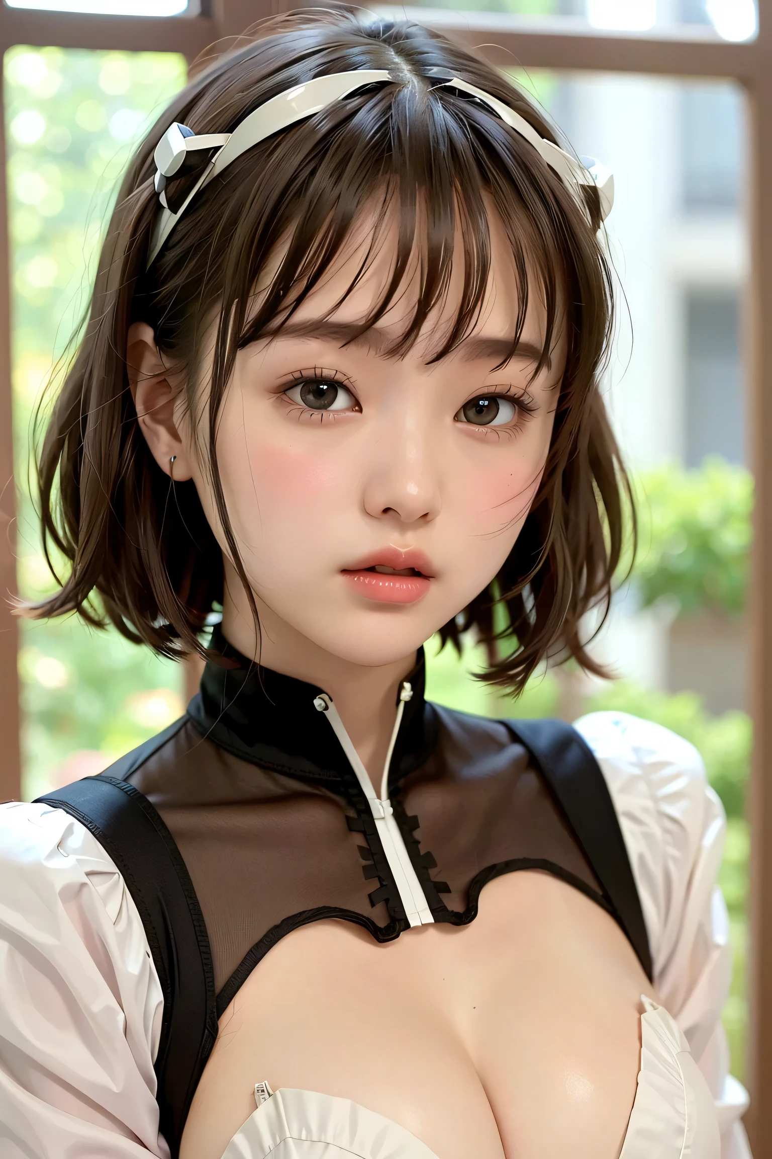 (8k、Original Work 、High Quality:1.2),(contrast:1.2)、(Cute robot face:1.8)、( dark hair、Dark Eyes:1.8),(white white ranger costume:1.5), (small breasted fully naked :1.4)、(Upper Body Pictures:1.7),(beautiful idol woman:1.3)、(a plug suit that emphasizes nipples :1.6)、Ultra High Accuracy, beautiful face,(1 person:1.9) ,( pretty face : 1.9)、(Smile Yang with a middle-aged man: 1.6)、(big eyes: 1.5), ( Cyberlab Background、only 1 person showing skin :1.8),(short hair:1.5)、 High Quality ( face facing here:1.6)、big eyes,(Glowing Eyes:1.3),beautiful eyes, beautiful skin from above, short hair、(white idol robot suit)、(watch this:1.6)、The background is a church、Stained Glass