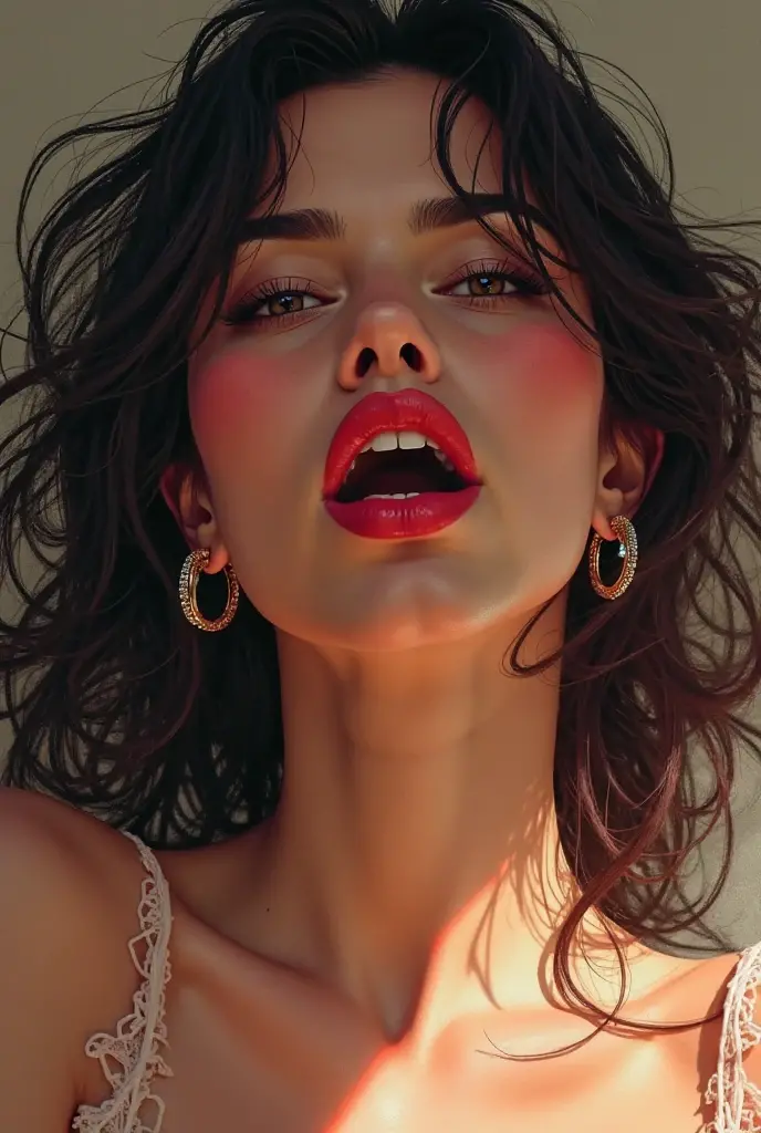 megan fox face, long tongue out