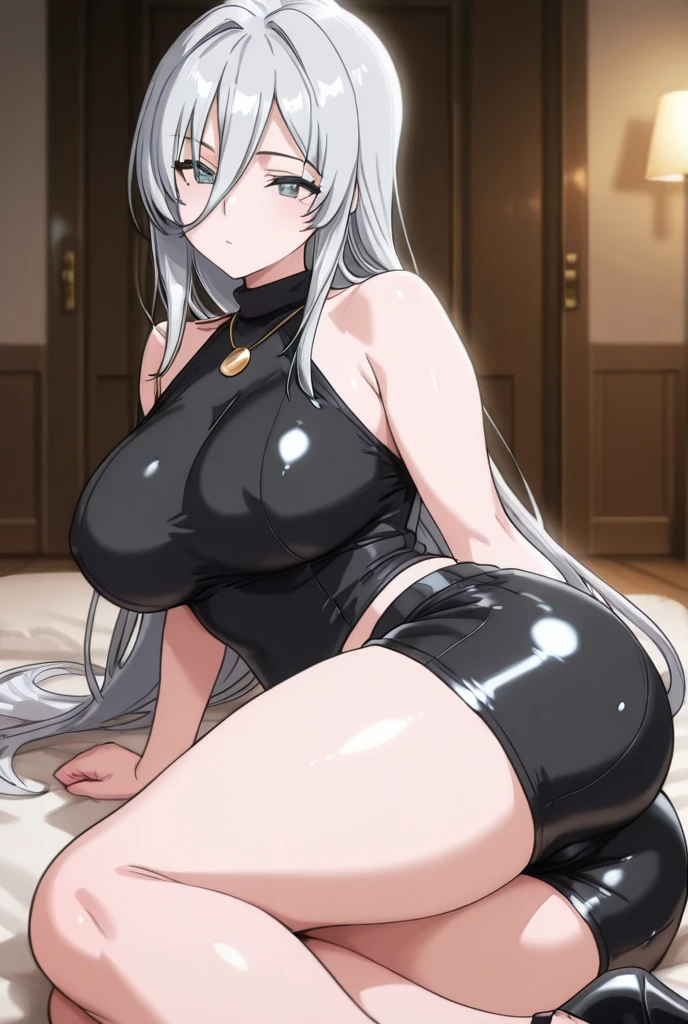 (((masterpiece))), (((best quality))), ((ultra-detailed)), (illustration), ((an extremely delicate and beautiful)), ((super detail)), ((high resolution)), ((())), ((cybernetic)), (futuristic), (), ((())), (((20 years old))), (), , (maid), (android), delicate metal decorations, gleaming skin, shiny body, two legs, ((((female )))), , ((tall)), slender legs, ((big round eyes)), cute eyes, drooping eyes, biopunk, ((adult)), two hands, (()), five fingers, no extra hands,  smile, single side braid, shoulder length hair, ((slender)), ((metallic transparent slime racing suit)), lying, , hair shorter than waist, (arms behind head), soaking wet, , (((ultra-huge ))),