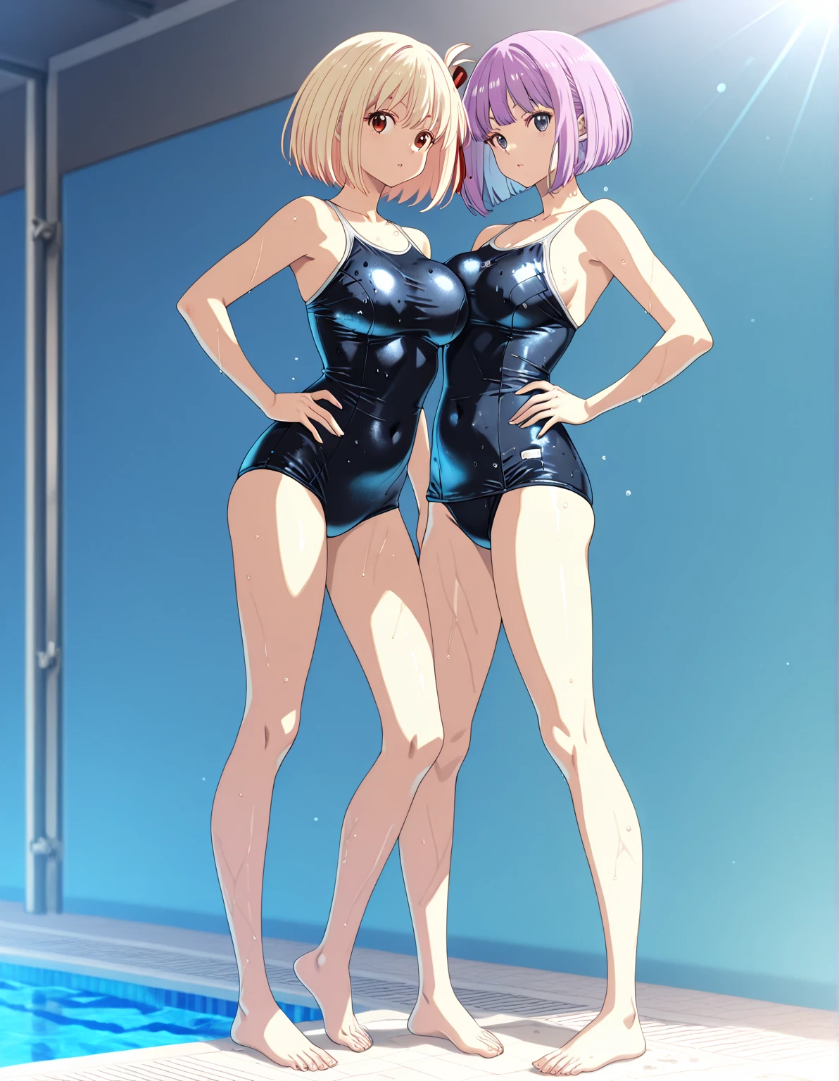 highquality illustration, masterpiece, very delicate and beautiful, attractive girl,(colorful leotard, heattech leotard,tight leotard,long_sleeve leotard,ribbed leotard,high_leg leotard,turtleneck leotard), thin,slender body,slim,gymnastics club,2 girls,gymnastics athlete,bare legs,gymnasium background,beautiful eyes, light smile,(masterpiece, best quality:1.2), highres, extremely detailed CG unity 8k wallpaper, perfect lighting, Colourful, ultra-high res,4K,ultra-detailed, photography, 8K, HDR,  17 ages, 