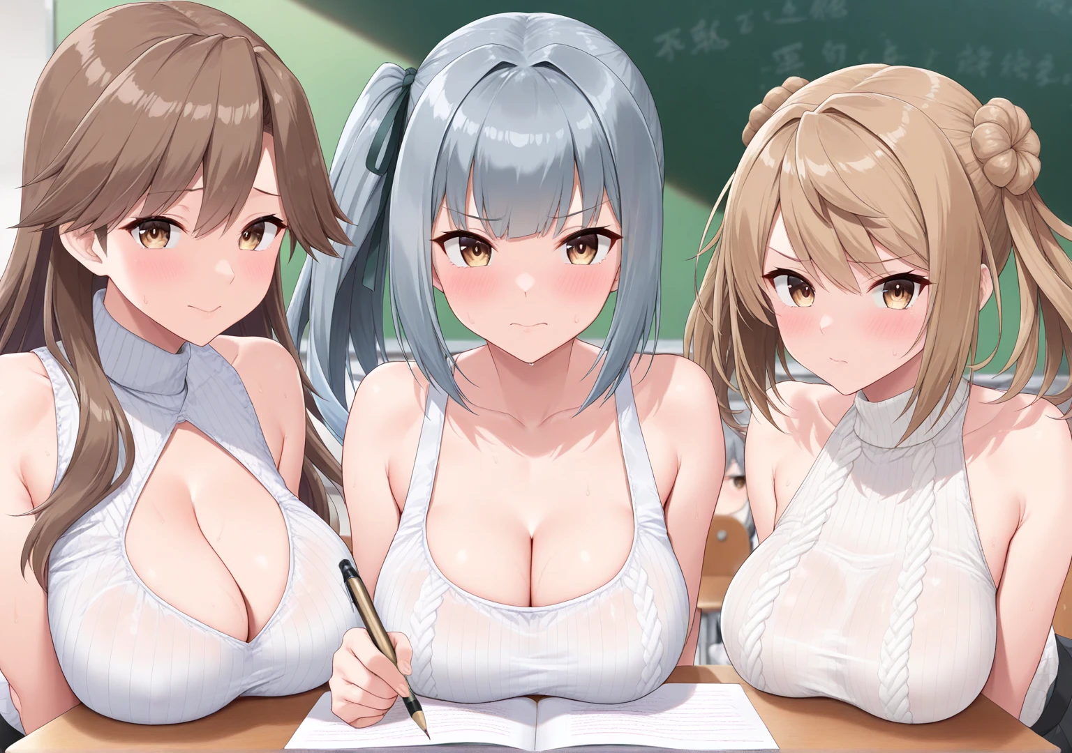 ???????, 9girls, , pov, twintails, wavy hair, ponytail, , ???????, ????? between the ??????, , ???????, bunny outfit, bunny girl club, watching, cleavage, beautiful ???????, wet ?????, ???????, room, bunny costume, closed angle, side boob, pubic hair, different facial expressions, fishnet