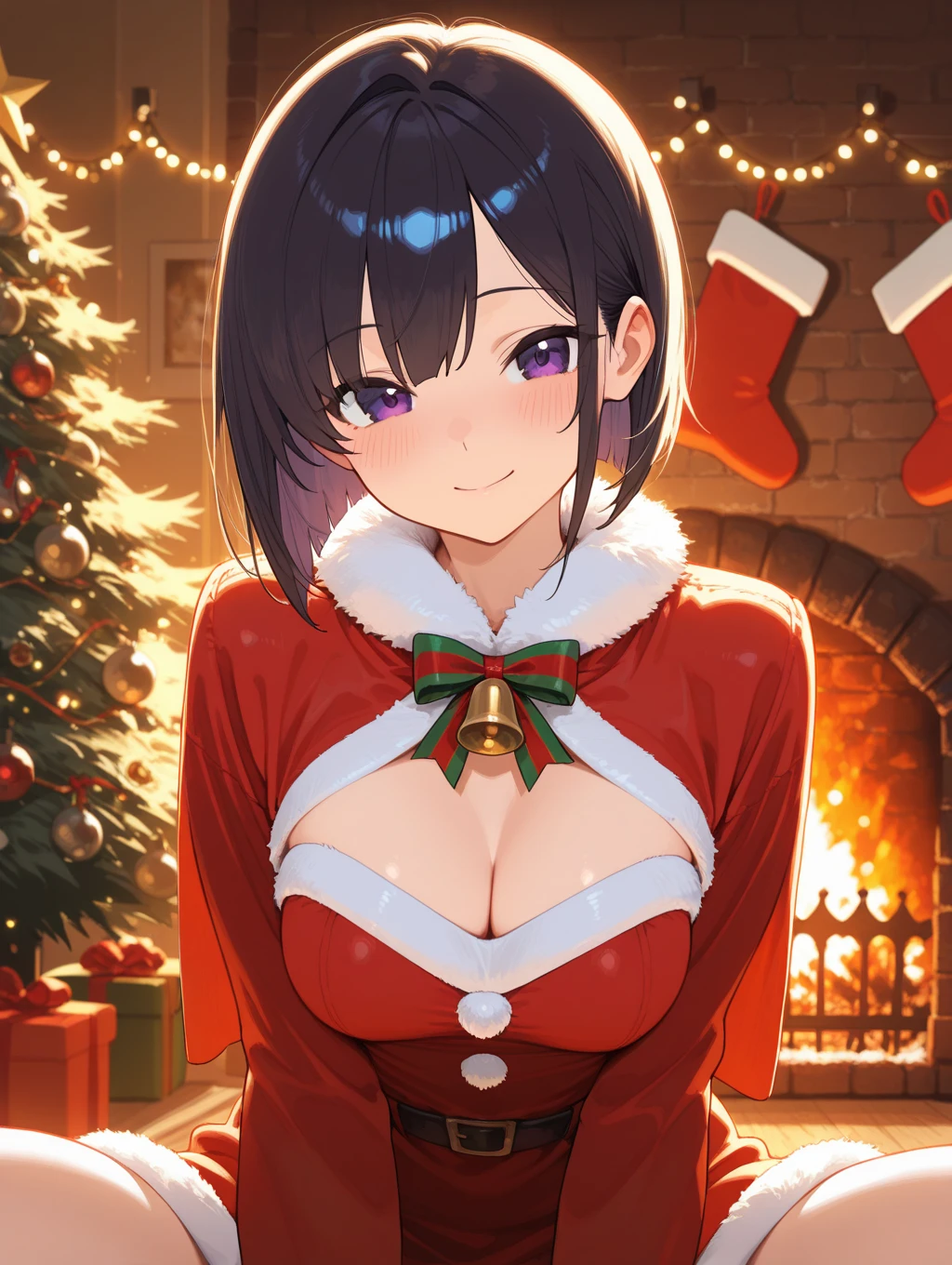 Sono Midoriko   \(girls und panzer\),santa costume,  1girl  ,alone,