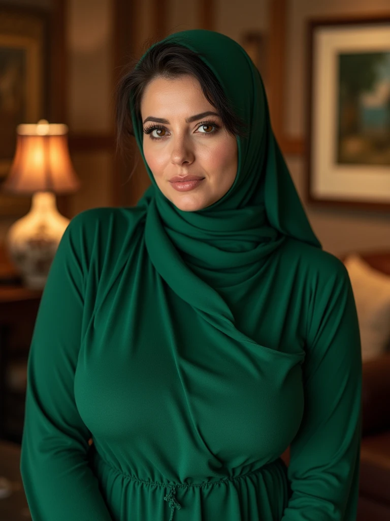 "Oki Setiana Dewi", ("Hijab "), Chubby Wearing "Lace  And ", " expression in anger", "FLUORESCENT Green", "Red Lips"