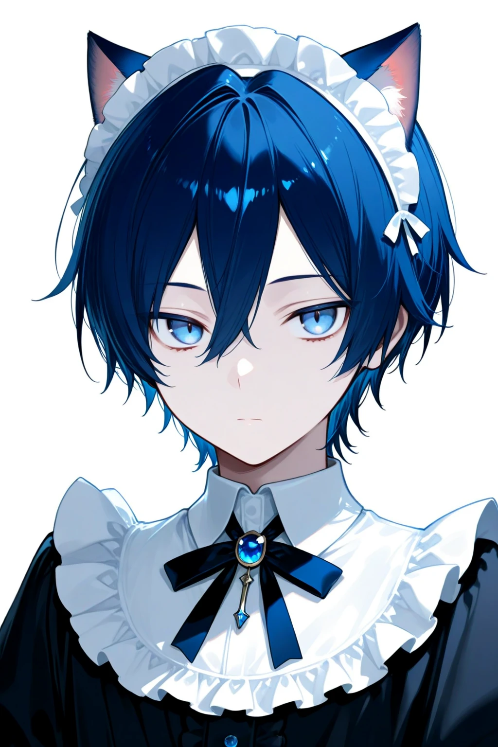 expensive body, expensive, Long legs, mature female, mature, Adult, It is_mouth_Ryu, One girl, alone, Mole, Blue Hair, Mole under eye, short hair, shirt, white shirt, ,barefoot,View your viewers, black ribbon, bangs, Yellow Eyes, collared shirt, ribbon, mouthを閉じた, neck ribbon, Portraiture, Expressionless, Parody, Eyes visible through hair, hair ornaments, , Hair Clip, 