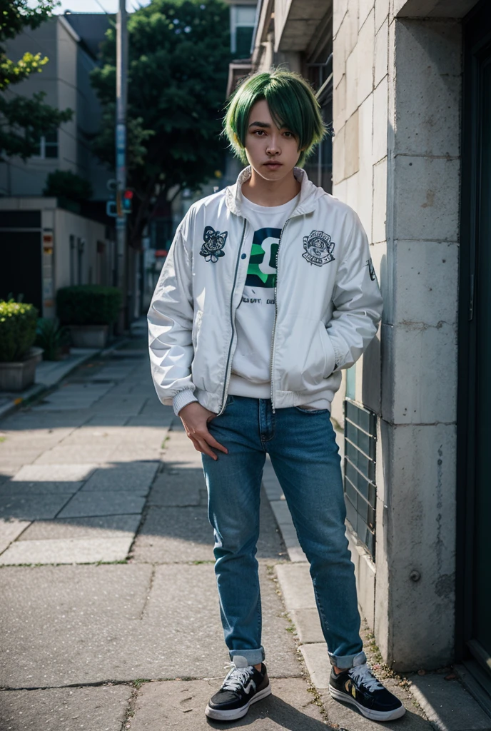 An orange-skinned, blue-haired Alien with a beachy hat, with a blue, green, red and purple beachy floral textured vest, with blue and purple futuristic pants and boots with orange beach details, full black background, highly detailed 