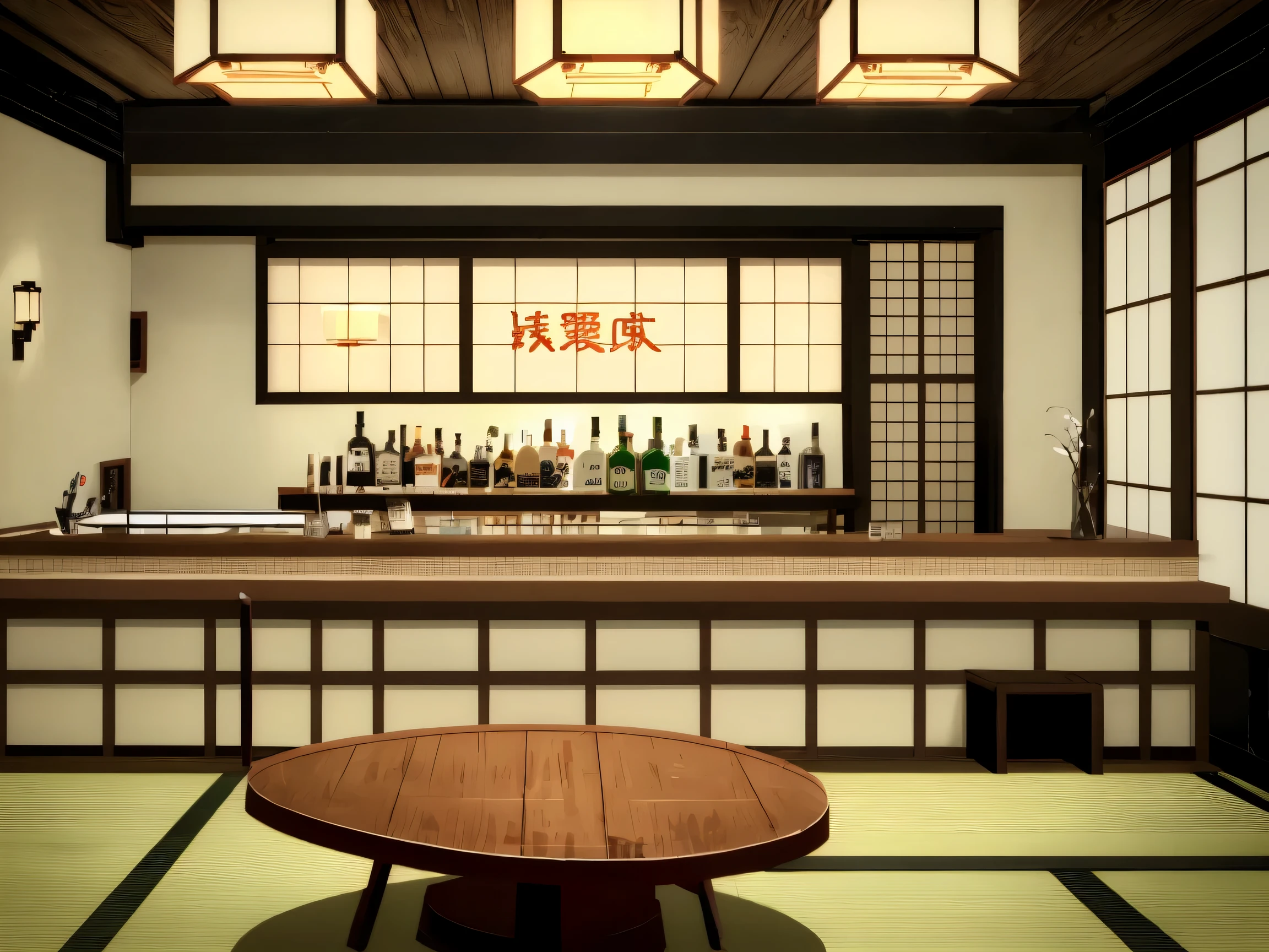 A quiet, atmospheric scene inspired by traditional Japanese aesthetics. 
A dimly lit bar counter with warm amber lights, an old fountain pen resting beside an open notebook filled with elegant handwritten lines. 
A glass of whiskey with gentle condensation sits nearby. 
Background hints of vintage Japanese decor, subtle wooden textures, and a timeless atmosphere reminiscent of a Showa-era bar. 
Mood: calm, reflective, nostalgic, refined. 
Style: realistic, warm color palette, shallow depth of field, cinematic lighting