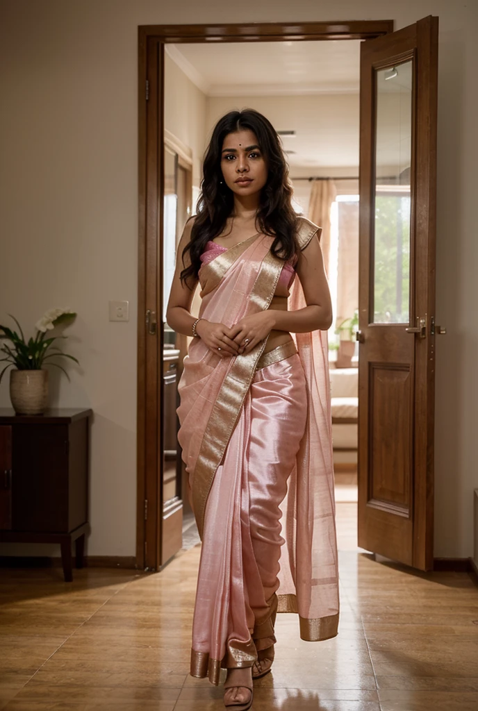 South asian girl wearing a Ancient Roman Empire pink draped dress