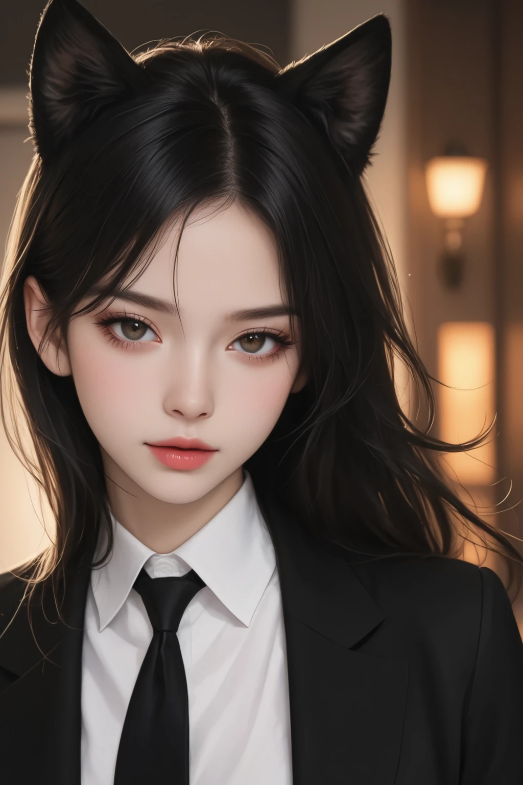 White shirts, black jacket, black tie, detailed clothes