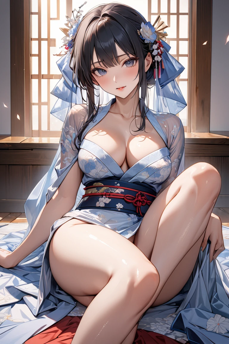 (((((Best Quality, 8K, 32K, masterpiece, 1.2)))),{{solo}},((:1.5)),{{{Character reference: ToLove Ru's Sairenji Haruna:1.5}}},((short cut hair:1.2)),((perfect beautiful face:1.2)), in love hotel, wearing night dress, ,  face, spreading  with fingers, embarrassed, high quality of , vivid ,((a lot of public hairs:1.1)),