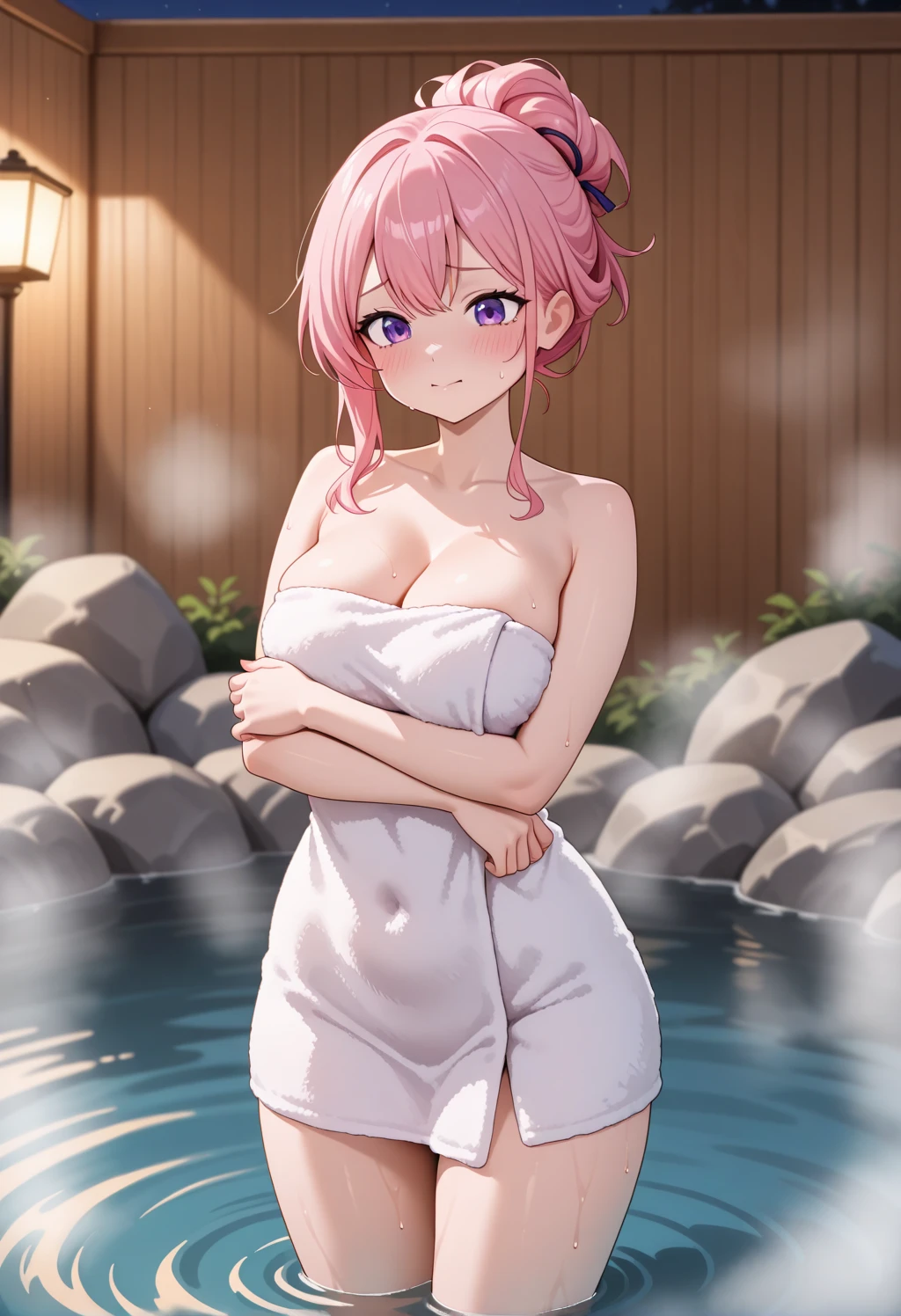 score_9, score_8_up, score_7_up, source_anime,
okitasouji, <lora:okita-souji-ponyxl-lora-nochekaiser:1>,
okita souji, ahoge, pink hair, hair between eyes, hair bow, short hair, yellow eyes,
, , 
outdoors, onsen, towel,  towel, steam, bathing,  cover, partially submerged, water, bath, steam censor, wet towel,
looking at viewer, dutch angle, cowboy shot,