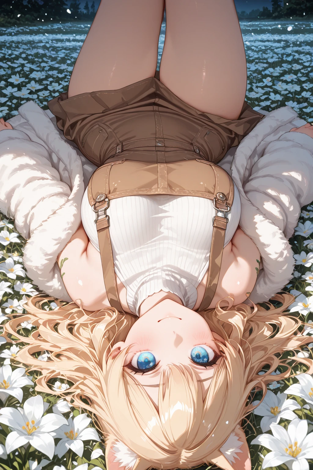 (2girls: 1.6), (height difference: 1.5), (size difference: 1.4), (giantess:1.1), a giantess looking down at a tiny woman, a giantess towering over a tiny woman, a tiny woman in the legs of a giantess, (brown skinned: 1.1), cute fantasy fancy robe, (fluffy ears), (short hair with long bangs), (catgirl), (messy hair), (very tall and mature: 1.2), (forest jungle: 1.1), sitting big thighs, tiny woman sitting a giantess lap