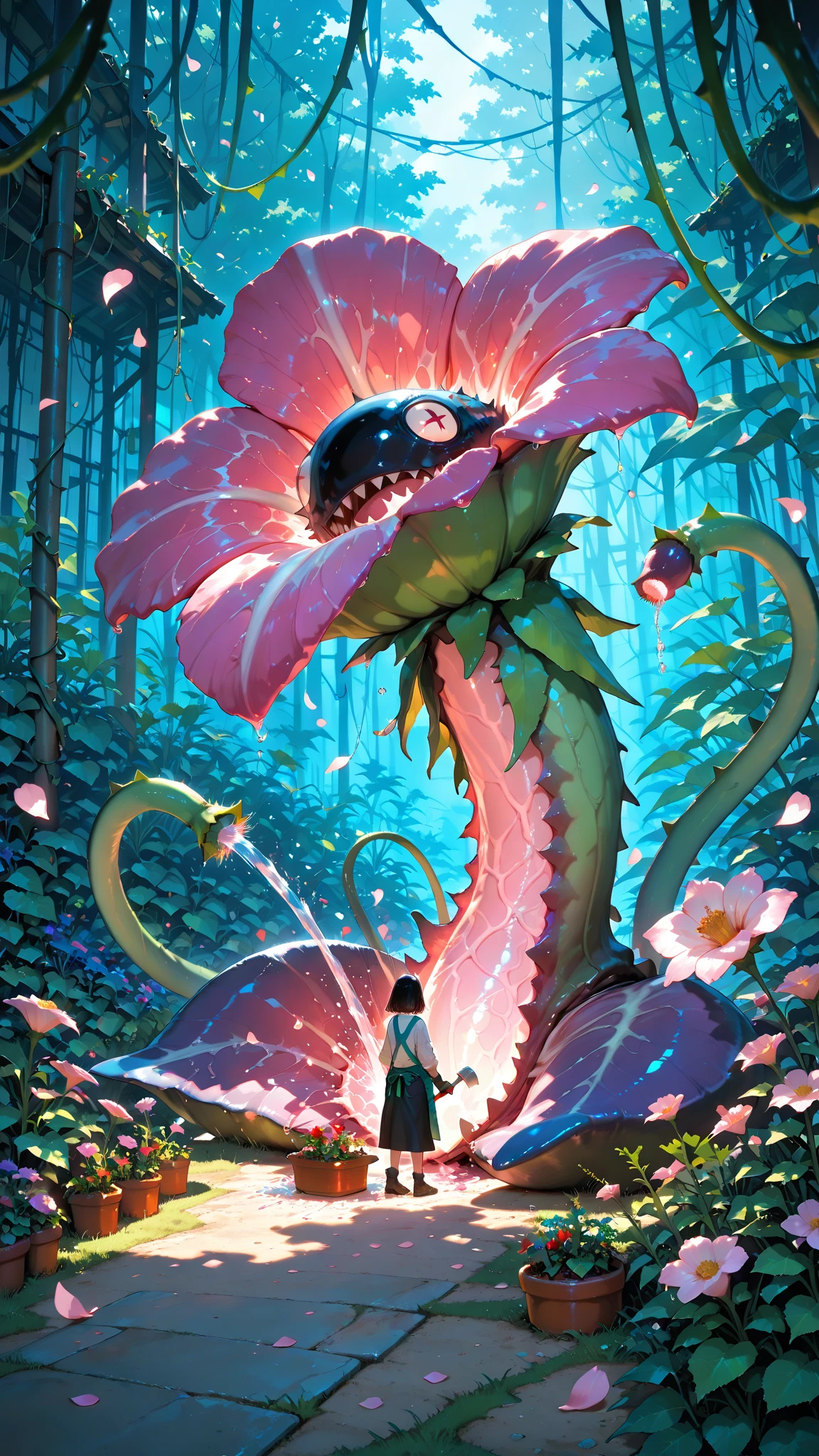 plant　Tentacles　monster　flower　Alraune　Green Hair