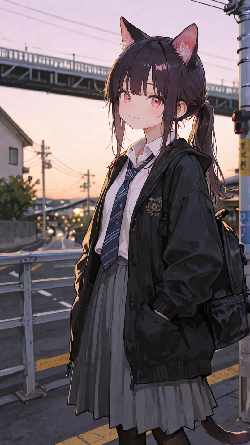 Cute teen girl wearing a uniform going to school 