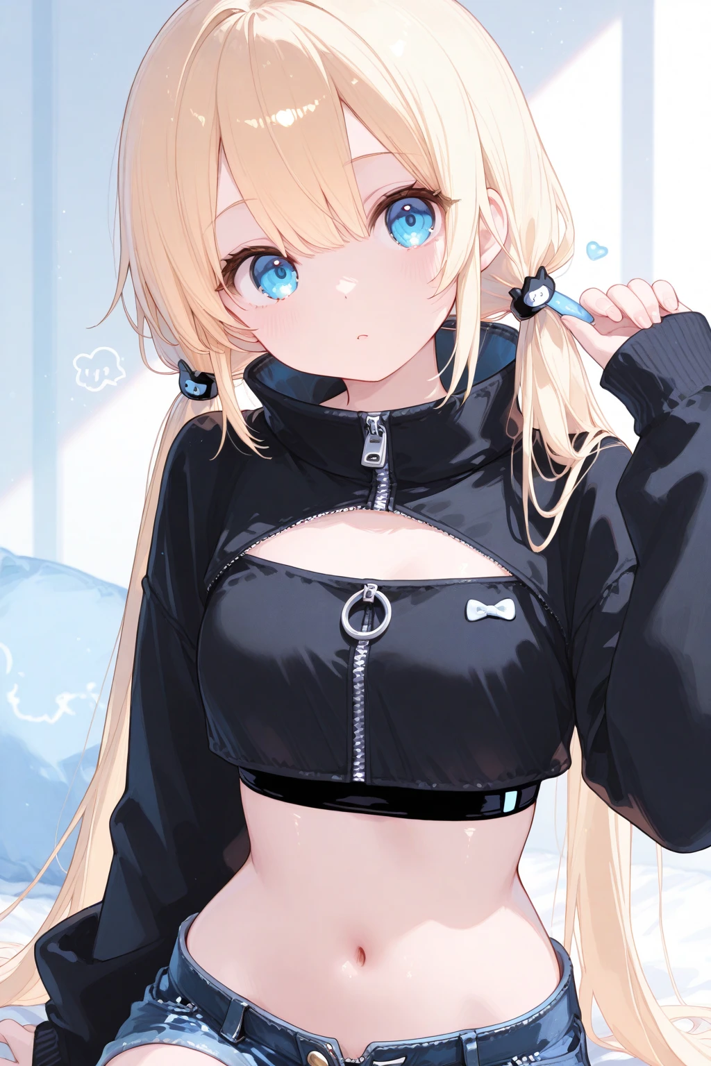 ((masterpiece:1.2, Highest quality)), 1. Aldi, alone, (Gym Wear), Platinum Blonde, Long Hair,  (Top View, Front Focus, Look straight ahead), (amount), Jumping, Above the waist, ponytail, Big Breasts,  we:1.1