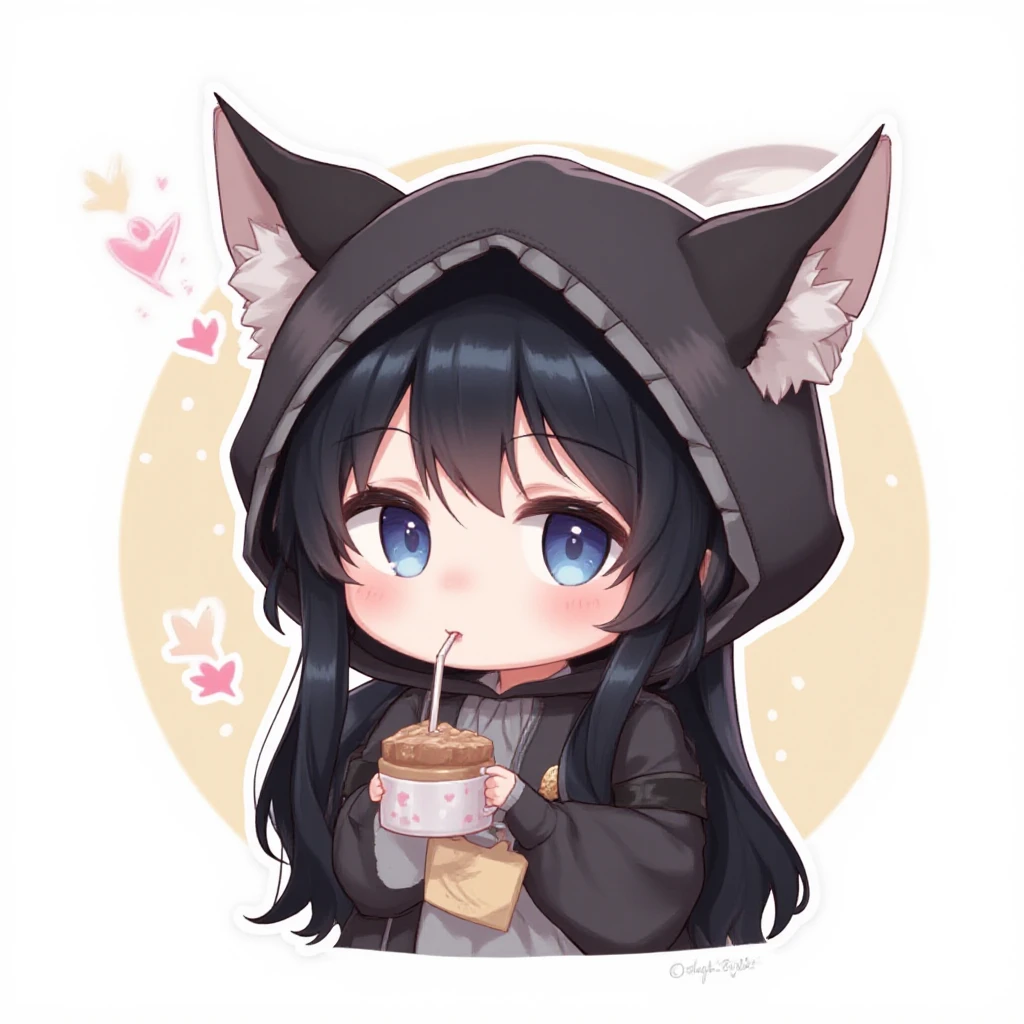 three view }sheet charcater, clothes cute, kawaii, cat hat big fluffy jacket, cat paws, cute girl, 