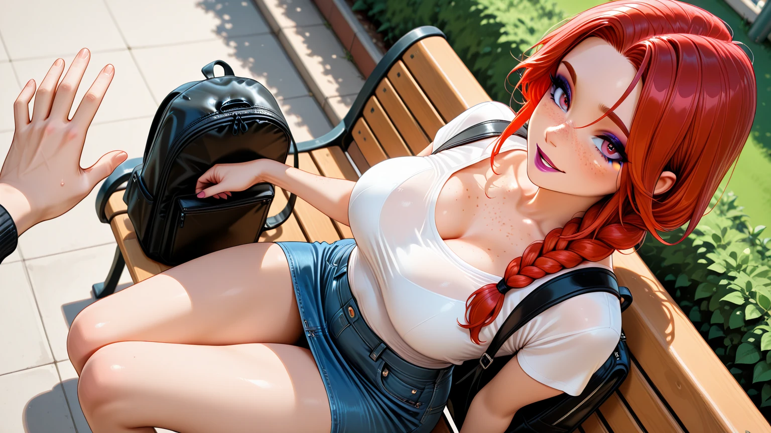 (masterpiece,best-quality,absurdres,highres,high-resolution:1.2),human-counterpart,human-pov,(official-art,to-love-ru),extremely-detailed,(emphasized-details:1.6),Ultra-HD-photo-same-realistic-quality-details,realistic,intricate-details,1girl,every-day-ffwendys,twin-braids,red-hair,ginger,freckles,hair-bow,striped-dress,striped-sleeves,puffy-sleeves,striped-thighhighs,collarbone,biting-lip,getting-insanely-aroused-vagina-when-looking-at-viewer,from-front,indoor,in-a-fast-food-restaurant,(((original-style, original-style-accurate, original-style-perfect))),(cinematic-lighting,sunlight,volumetric),<lora:fastfood_wendys>,<lora:ReaLora:0.5>