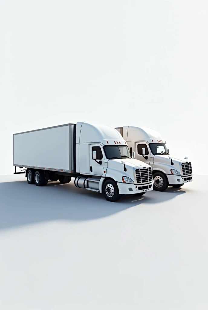 Generate an image of the left side of 4：3's，white trucks with no background，realistic style