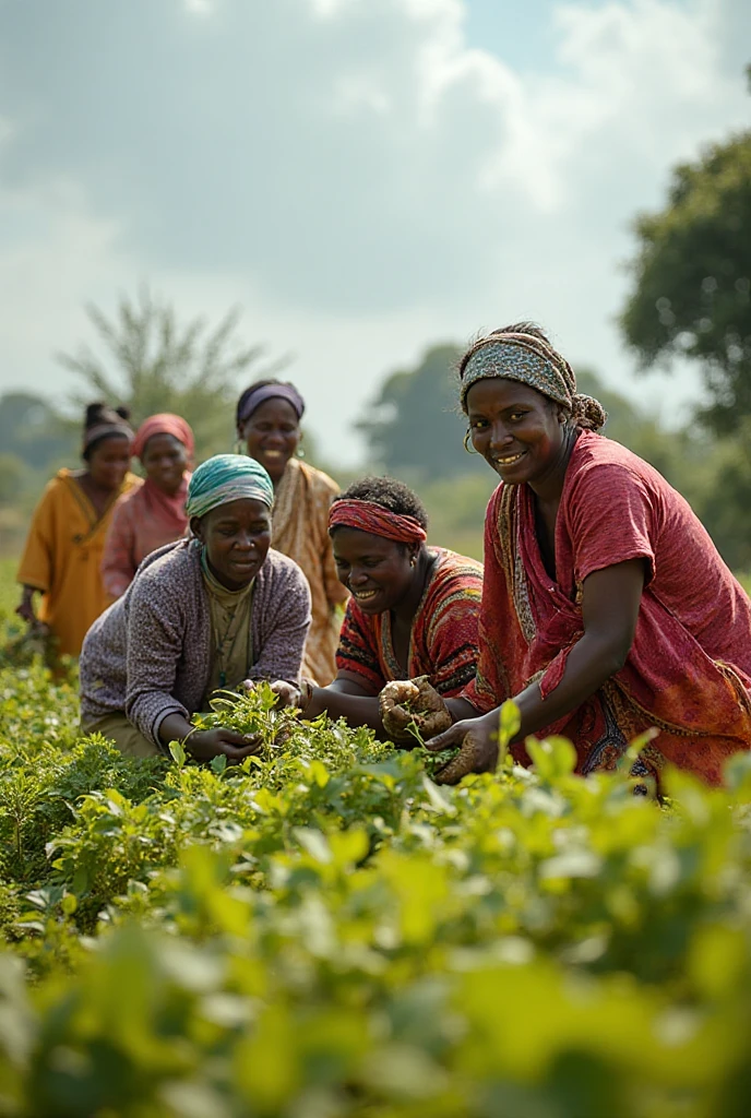 Happy tribe doing their daily work in the farm