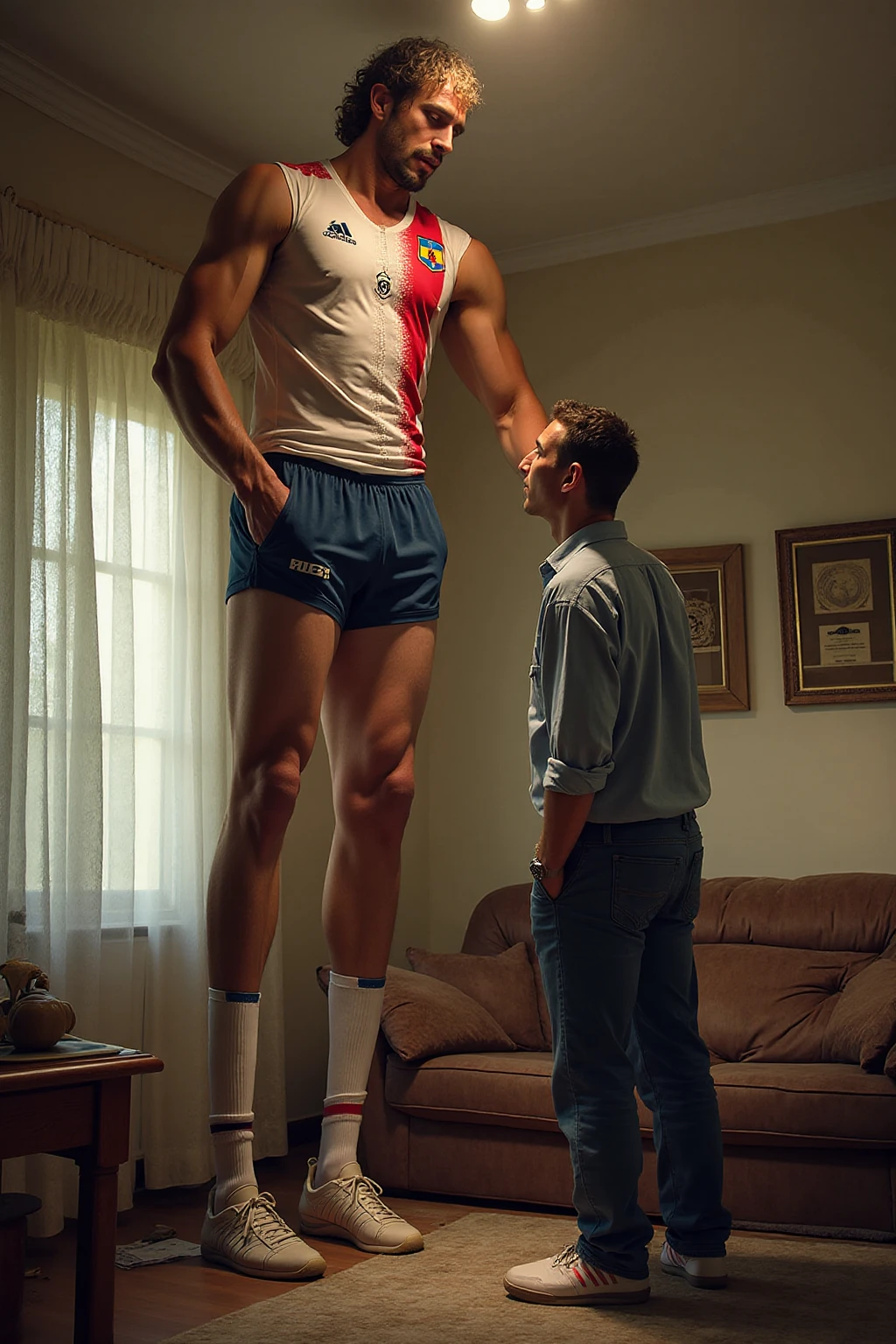 There is only one handsome Asian actor in the picture，30 years old，Tall and handsome, Toned body，short hair, O-Shaped Beard，Perfect body, Dark skin，Glowing skin，Smooth skin，The body is hairless，Muscle bulge, Muscular, Very large pectoral muscles，Very sexy abdominal muscles，Very well-developed leg muscles，Huge concave and convex area，Brightens oily skin，Wearing a gold leather shiny ，Handsome face， Correct and accurate male body proportions, Wear white socks，Stand among the flowers。
