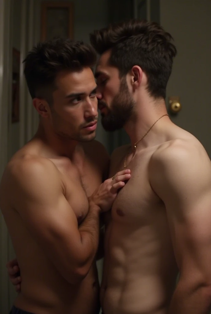 Matt Damon kissing ben Affleck using jockstrap very muscle