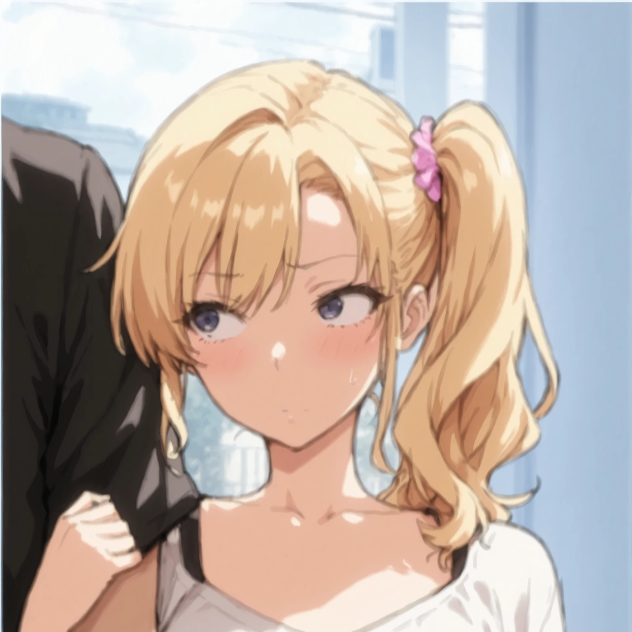Masterpiece, Top Quality, Blonde, Schoolgirl, Side Ponytail, Dissatisfied Face