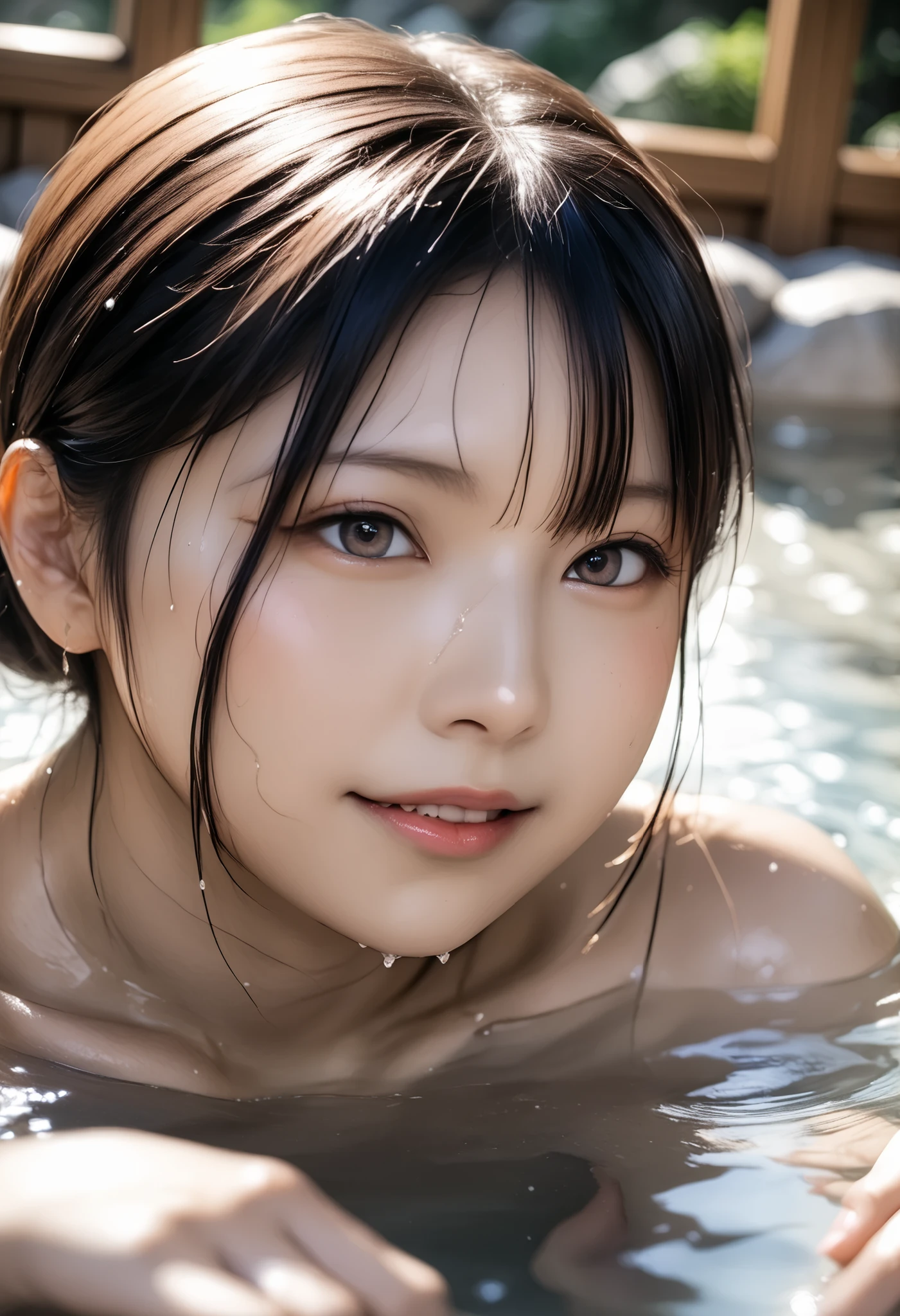 最high quality 、high quality 、 最High Fine、High Fine、8K quality、high image quality 、最high quality、 masterpiece 、immersive video、 very realistic image 、realistic painting、 perfect detail 、 Fukasoko Onsen 、High Fidelity、 perfect pictures without blur、close to reality、 image faithfully reproduced down to the smallest detail、 Exquisite and Realistic Weapons 、 exquisite and realistic human skin 、 realistic face down to the smallest detail、 Realistic eyes with attention to detail 、 realistic lips drawn with minimal detail 、 detailed and real teeth、Real ears、 Realistic Hair 、detailed and realistic breasts、  Realistic nipples in great detail 、 Realistically drawn areolas 、 realistic nipples drawn realistically down to the smallest detail 、 detailed realistic female organs 、Detailed and realistic vagina、 detailed anal clitoris 、 labia minora detail drawn realistically in every detail 、anus 、Labia minora realistically drawn down to the smallest detail 、realistic pubic hair expressed down to the smallest detail、(((female pubic hair:1.3)))、((Japanese model))､((hot spring girl))、((young face))、((black hair))、((Medium Rounded Breasts))、((stylish body ))、(((Wet skin all over )))、(((nude)))、Japanese woman at a natural hot spring in the hot spring area、Japanese woman relaxing in the bath、(soft natural light)、((in the deep forest(soak only your ankles in an indoor hot spring))、((Hot Springs Surrounded by Rocks))、((Deep bathtub(Deep Hot Springs))、((Bathing in a hot spring ))、((close to wet towels))、((hot springs))、((腰までhot springs))、((sit down on your hips))、((kneel down and sit in the hot springs))、((kneel down and sit in the hot springs))、((Lying in a hot spring))、((膝をつきながらBathing in a hot spring ))、((in the hot spring area、Lie down until the water reaches your shoulders))、((Please lie down while soaking in water up to your shoulders.))、((Very clear fresh water))、(( Main Body Seen from the Surface of the Water ))､(((watching her from a random angle)))
