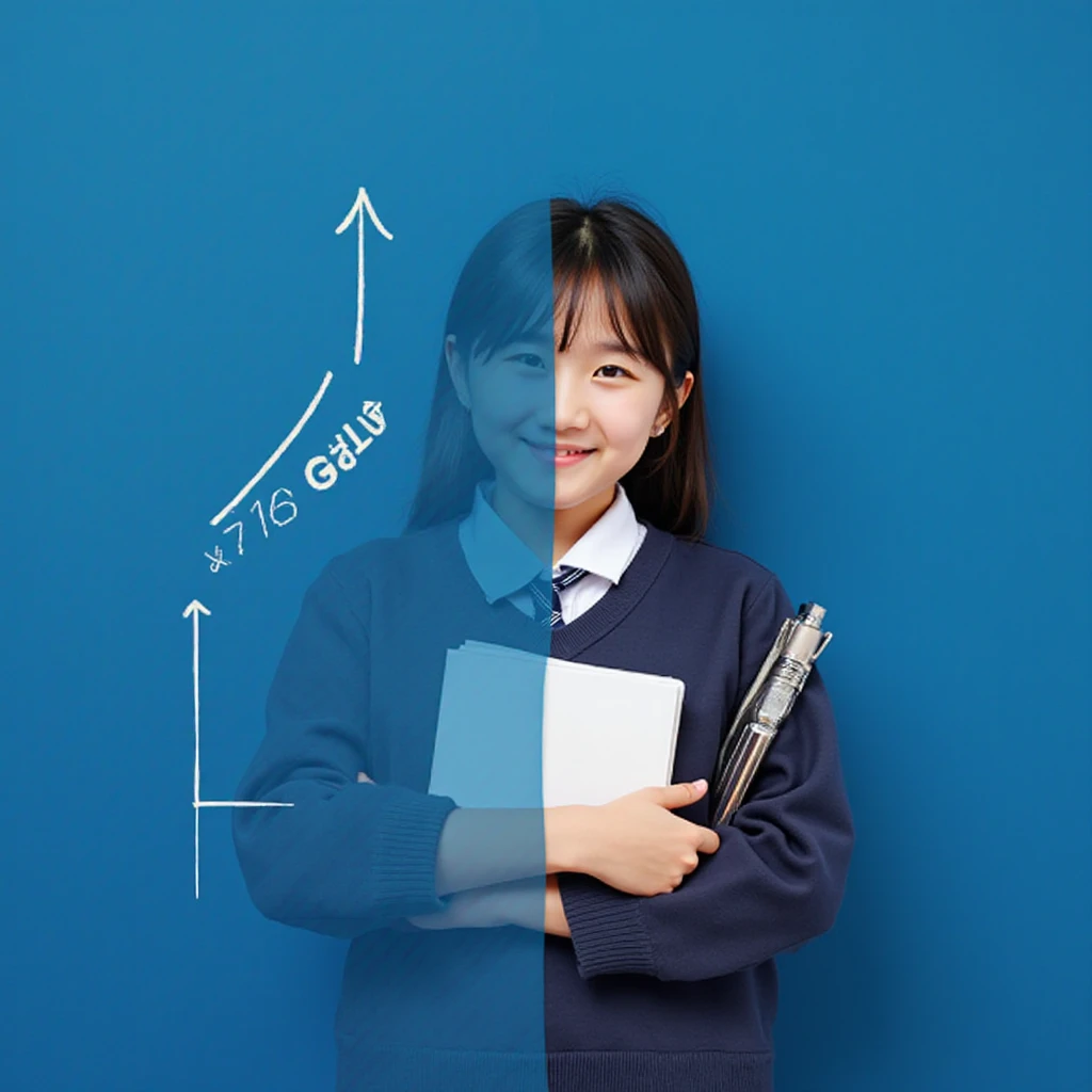 Split composition photo - Left half: minimal upward trending graph with ...