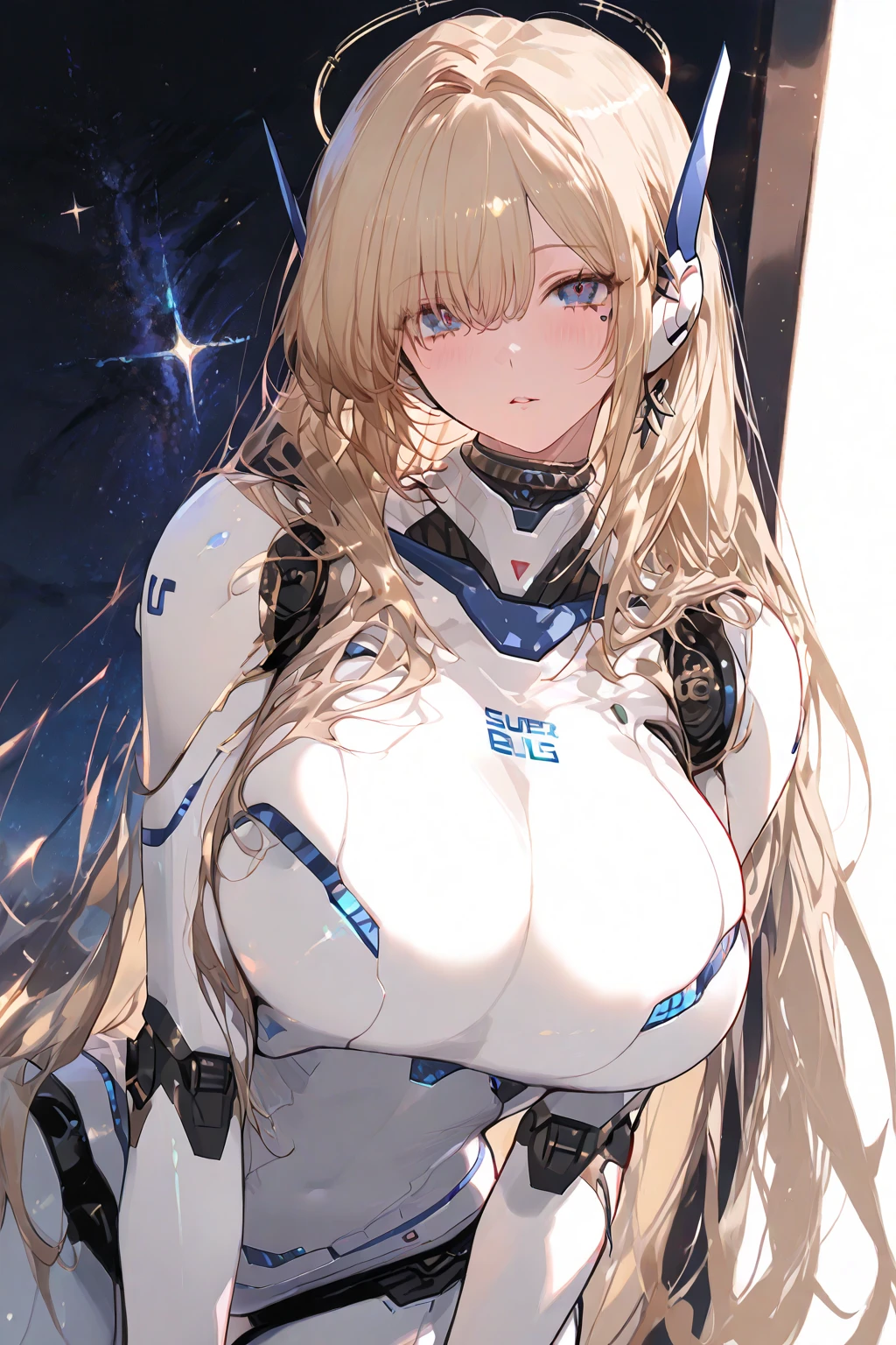Milf, woman in a futuristic suit, highly detailed face, cool, mom, tomboy, very large , (Milf), mature face, (mature female), cybersuit, anime girl wearing tight suit, milfication, Elegant body, navel focus, , gloves, earrings, science fiction, female protagonist, standing, volumetric light, detailed lighting, detailed textures, oppai cyberpunk, biomechanical oppai, masterpiece, best quality eyes, sci-fi background, futuristic landscape, low angle, chubby, (smooth surface), blonde hair, long blonde hair, (yellow body suit)