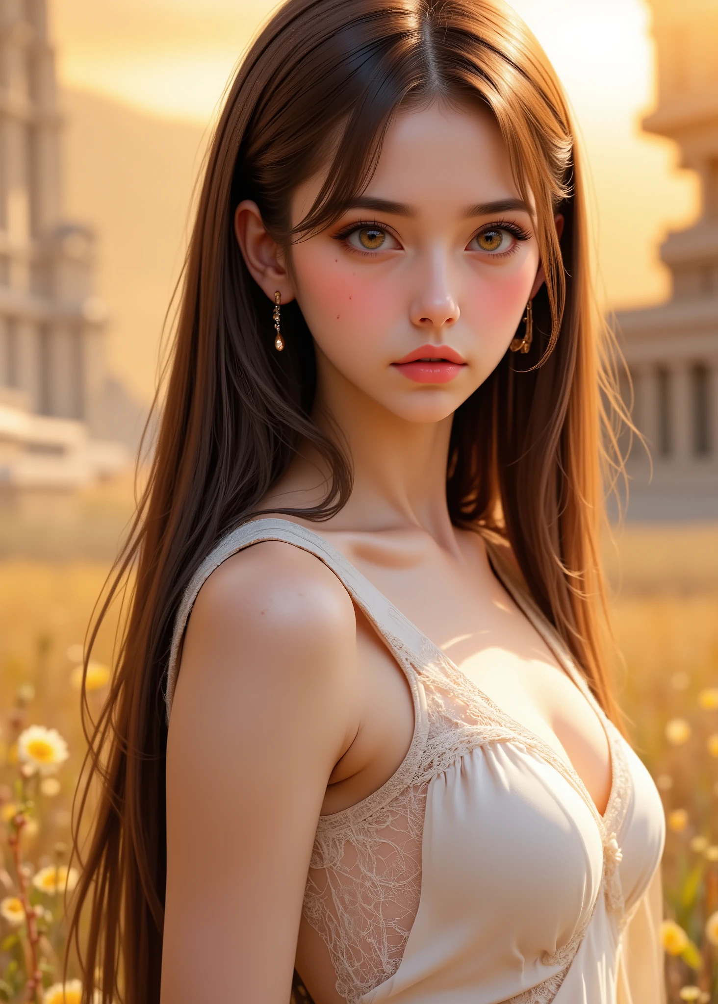 8k resolution,ultra fine,is very realistic,professional lighting,3d rendering, Please use women to express the seduction of the Sun。