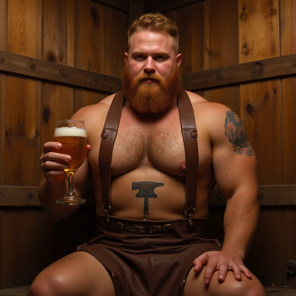 fat warrior dwarf, homme, 40 ans, A battle axe in hand, un couteau dans la ceinture, corps entier, JdR, fantaisie, highly detailed, digital painting, roux avec une barbe , without background, no background, He is ,