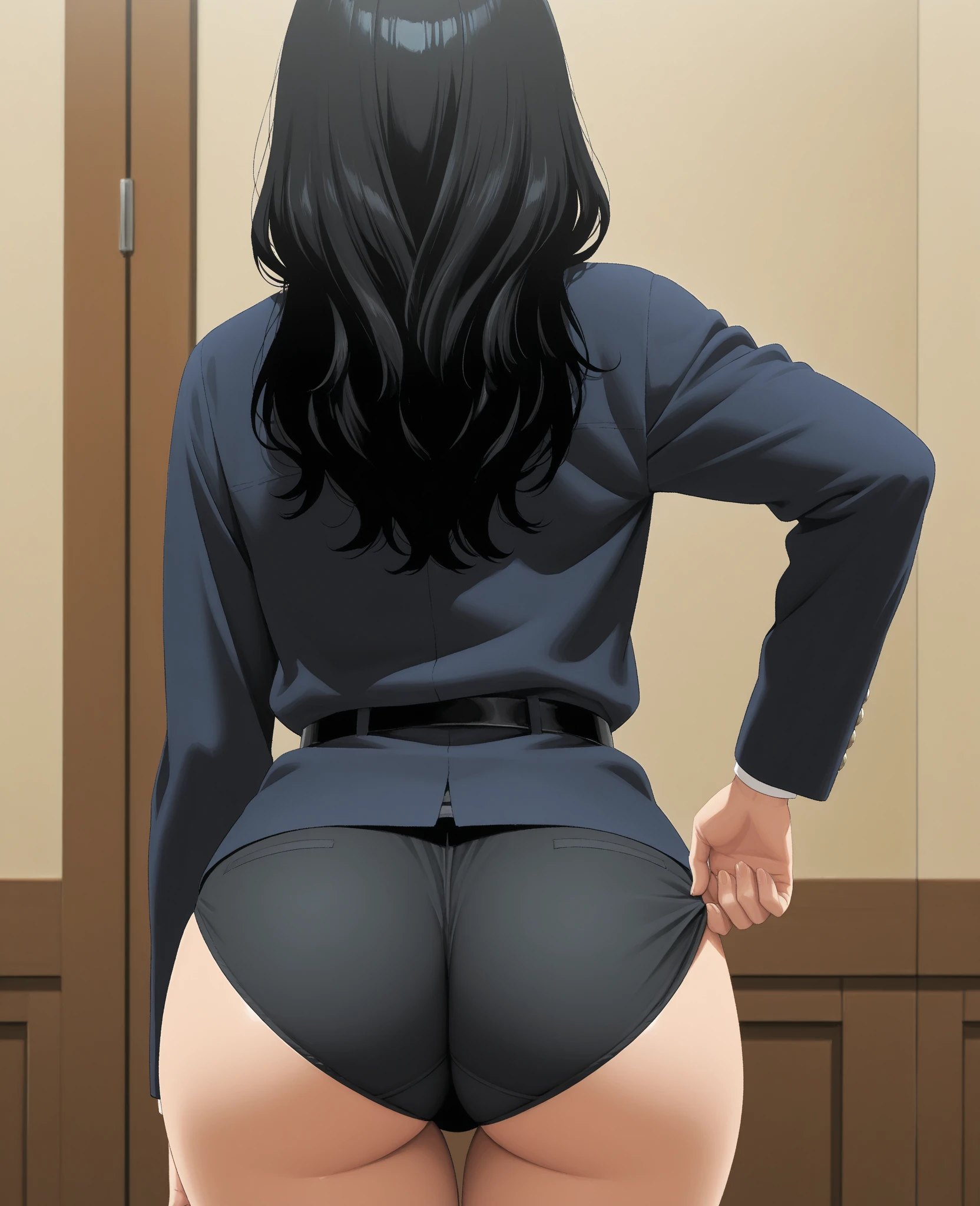  24 year old teenage malay woman with hijab,wearing pantyhose,office background,arousal expression,a group of men watching,ready to  man sticking his  on  from behind,bending over