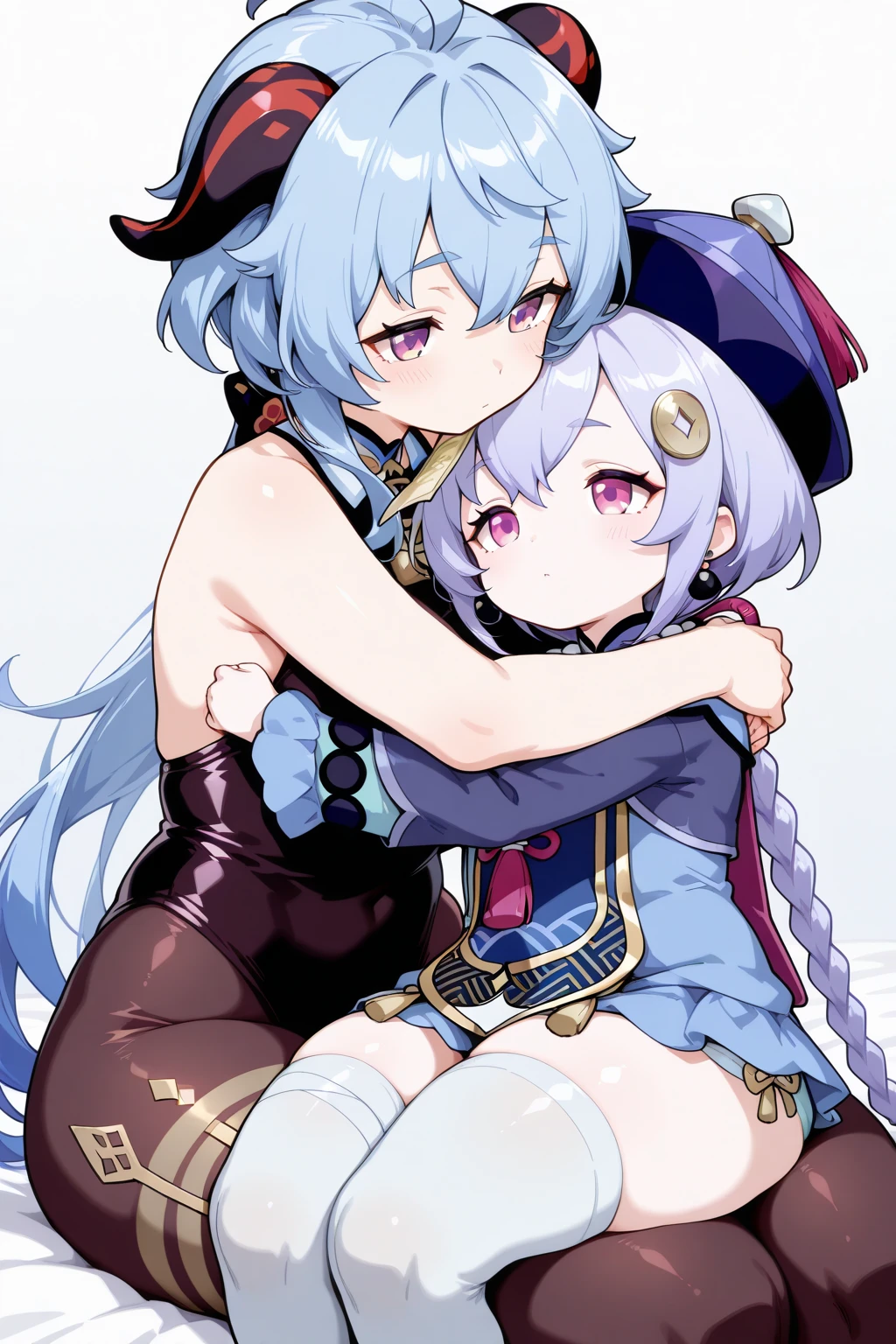 2girls,muscular female,,muscular ,biceps,,thick arm,biceps,(furina hu tao),happy