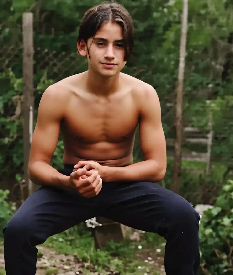 Cute teen Ecuadorian boy, pretty, dark hair, medium-length hair, slim-athletic body, tall