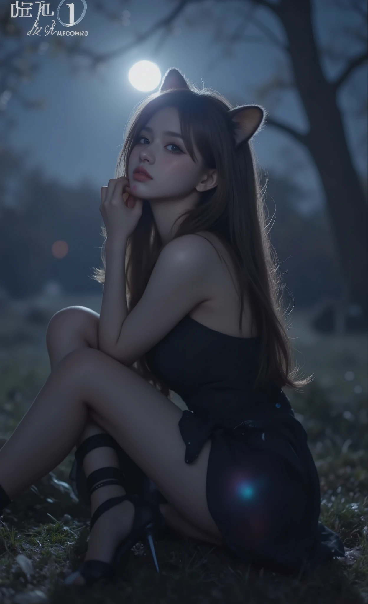 gatuna rear view beauty young waifu cat girl nocturna