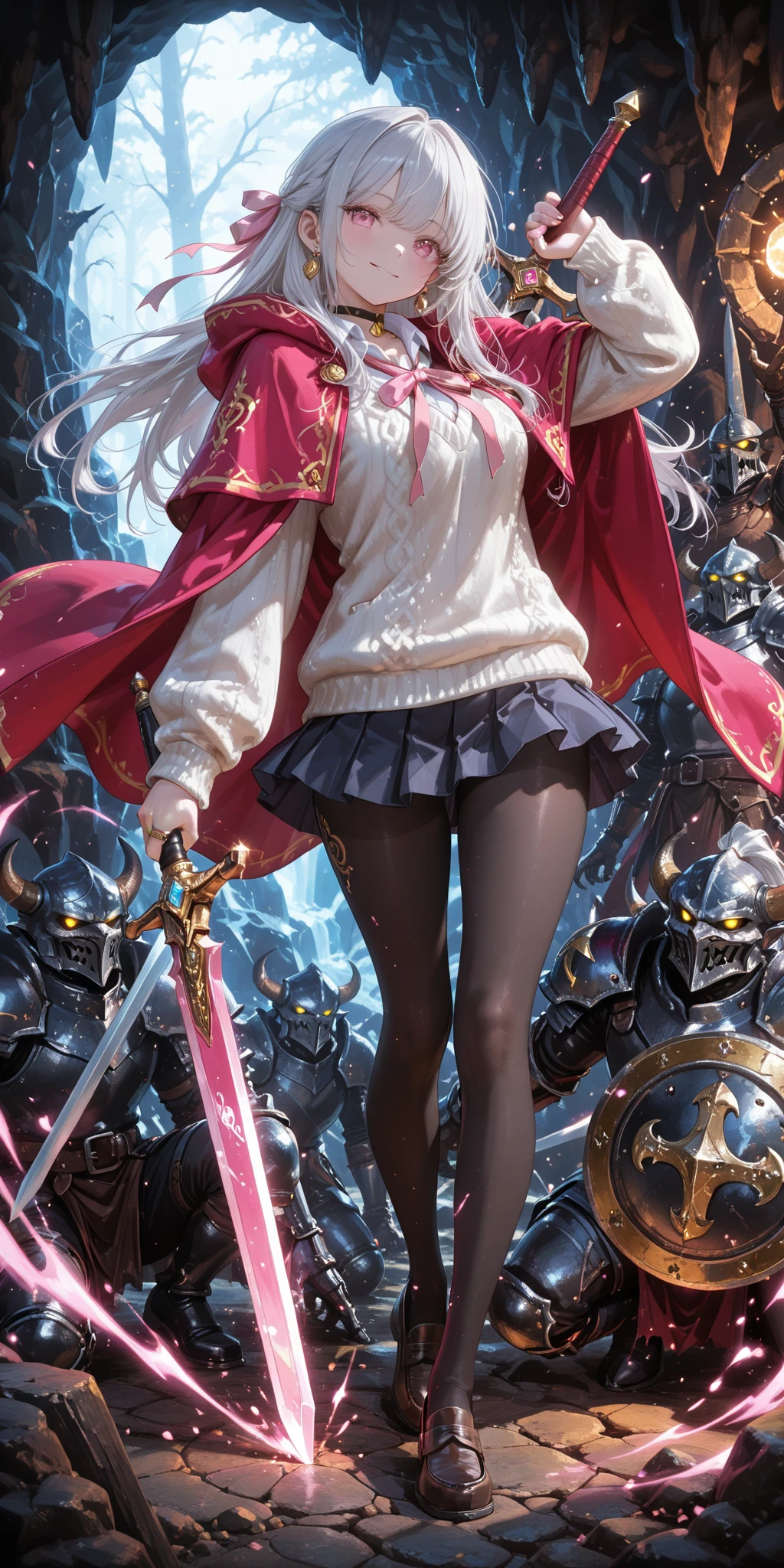 ((best quality)), ((masterpiece)), (detailed), blank white background, plain background, white background, red and white clothing, Bloodborne inspired,  occult aesthetic, occult, detailed and intricate steampunk and detailed gothic, , Very dramatic and cinematic lighting, cosmic horror, grim-dark, side-lighting, perfect face, , Fluttering lace flared long knee length dress with frilly petticoats, knee length dress, pleated petticoats, lolita dress, petticoats gothic lolita, complex lace boots, side-lighting, gothic lolita aesthetic, wielding a mighty sword with mechanical components, carbine, , beautiful small breasts, small breasts, full body, whole body, body, plain background, white background, blank background, no background, white background , full body, whole body, head-to-toe 