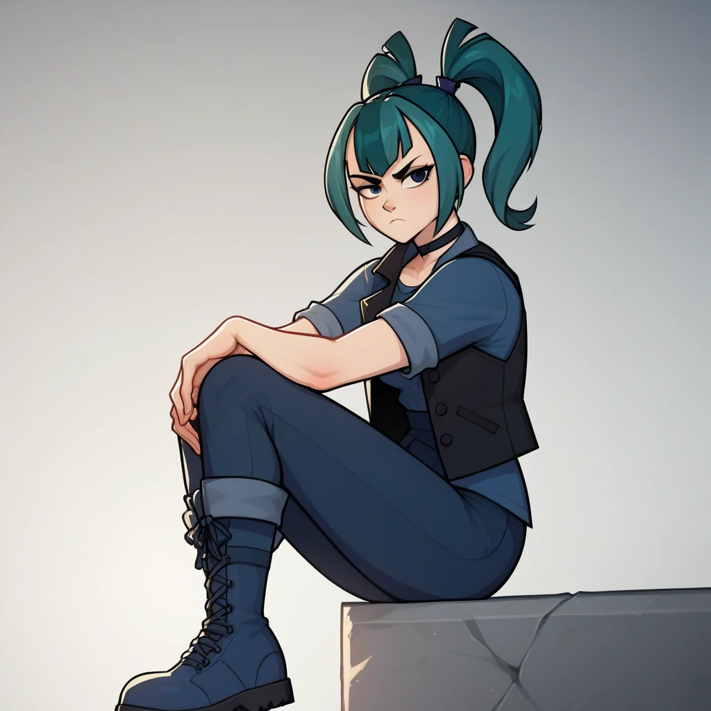 masterpiece, best quality, highres, 1girl shiver default sitting