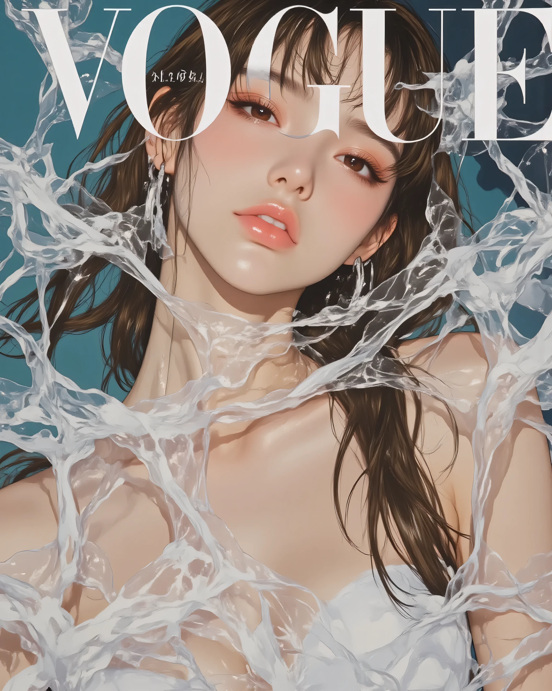 luna_style, The cover of Vogue and Elle Fashion magazines (exhales a soft fog:1.8) To、embossing with gold leaf on the top center Has、head slightly tilted back with exquisite female face、professional model style to gracefully warp、that shines with slight heat、extremely detailed magazine layout to include bold typography with gold leaf embossing in the upper center {overlay x} to a subtle liquid accent coat tour her form like a swimsuit、delicately scatter wilted pink rose petals on the skin as artistic props、has no animal characteristics、is provocative to particular dew、pink rose gold gradation highlights Long, flowing gray hair curves to dramatic flow down and styling {x} perfect hands and legs, to perfect balance, slender hourglass-shaped body, like high fashion photography, to silk sheets, to dynamic to lying down、Get a sense of professional tension、wide shoulders and a toned back slightly inverted in a dramatic silhouette、with an editorial playful to、her rich to open lips、Intelligent smile、sensual to open lips give an intellectual smile、3--v 6--q 2--stylize 900、one hand When you crawl around on a bikini strap, a sense of professional tension spreads like、tilts head back slightly without animal characteristics。、like a courtour swimsuit to her form to provocative toe、her half-closed pink eyes、has a sensual invitation and stares at viewers with a delicate skin texture like、Bottom is artistic misalignment、hints at an intimate glow、crawl over your bikini strap to your fingers on the other hand、place the other hand with elegance typical of a thigh to model、bold typography overlay、has an editorial and playful touch to。Very detailed雑誌レイアウトTo含まれています、spread out to make fun of legs、Very detailedな雑誌レイアウトTo含む上部中央の金箔エンボスのbold typography overlay「luna: Temptation with a veil」internal、Bottom to faint price tag「$12.99」、 barcode 、Publication date「 2025 summer 」small text、slight gradation background To「Exclusive interview」in a highly detailed magazine layout、to spread a sense of professional tension、masterpiece、Very detailed、8k resolution --ar 2:is an elegant serif font