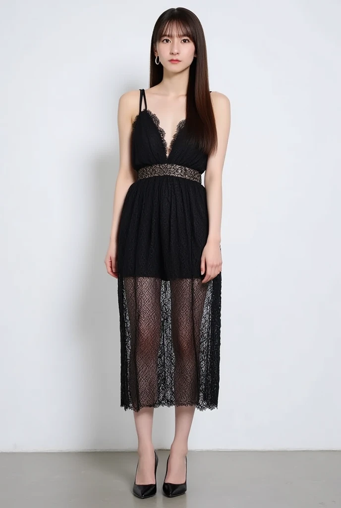 simple black china dress、 Asian taste， sexy costume 、off shoulder， jacket，thigh-length stockings,earrings,necklaces,(Character Design Sheets, Front , return, ~ side, same characters), returnground is simple,  plump body, Beautiful breasts, 大人のwoman, full makeup, false lashes, thin waist,   black hair ,bungs, semi-long, (masterpiece), ((top quality)), Ultra-clear,Photorealistic Rhythm,(very detailed),woman， (beautiful eyes)), 緻密でbeautiful eyes, Clean and detailed face, sex, Textile Shading, perfect anatomy,