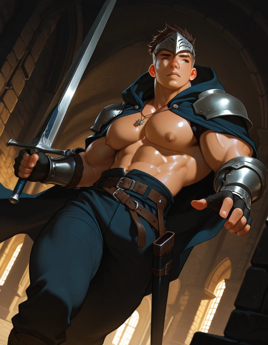 Fight between two masculine werewolves from medieval times, Gloomy Illumination, shy, , looking pleasured, they are hard on giant nice ,  very detailed and brighter.