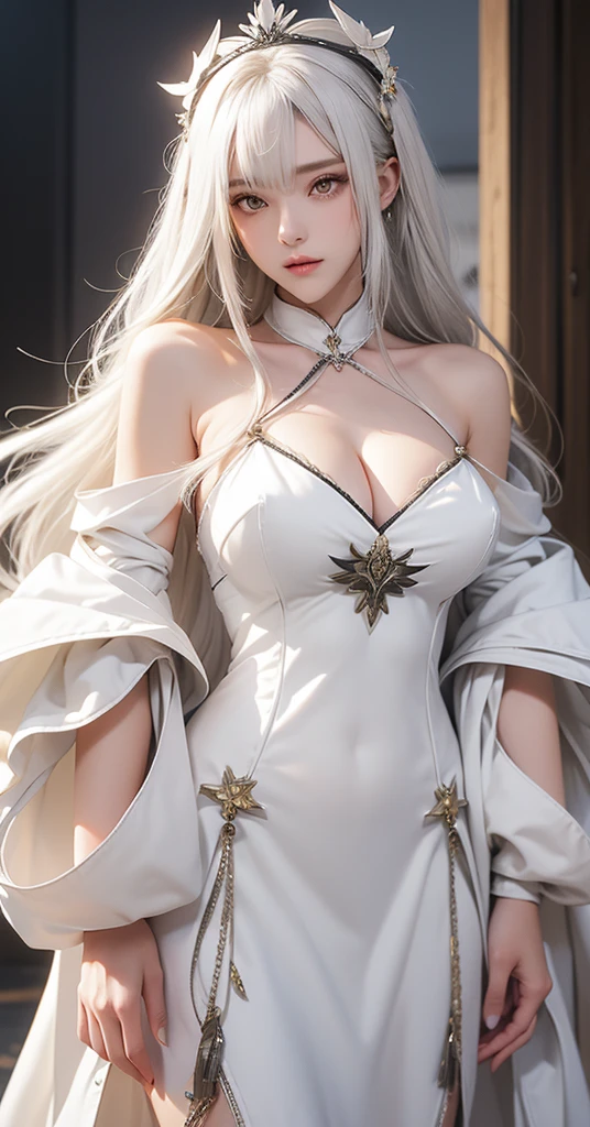 (Simple hands:0.5)+(Detailed hands:0.7), (masterpiece), (best quality), white hair, red Eye,1 girl, pale skin, white hair, red Eye, two tone hair, eyelash, bracelet, jewelry, Smile, sparkling skin, shiny hair, detailed and majestic stage, fantasy, long hair, 1 girl, bicolor hair, night sky, 令人难以置信的细致CG插画masterpiece, looking at you, Japanese cartoons, beautiful Japanese cartoons Eye, beautiful detailed Eye, Eye, glittering Eye, red Eye, galaxy, nebula, (whole body), (curved),