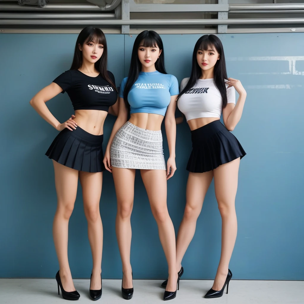 highschool girl、wide hip、、camera、 from right under the 、Giant tits、escalator