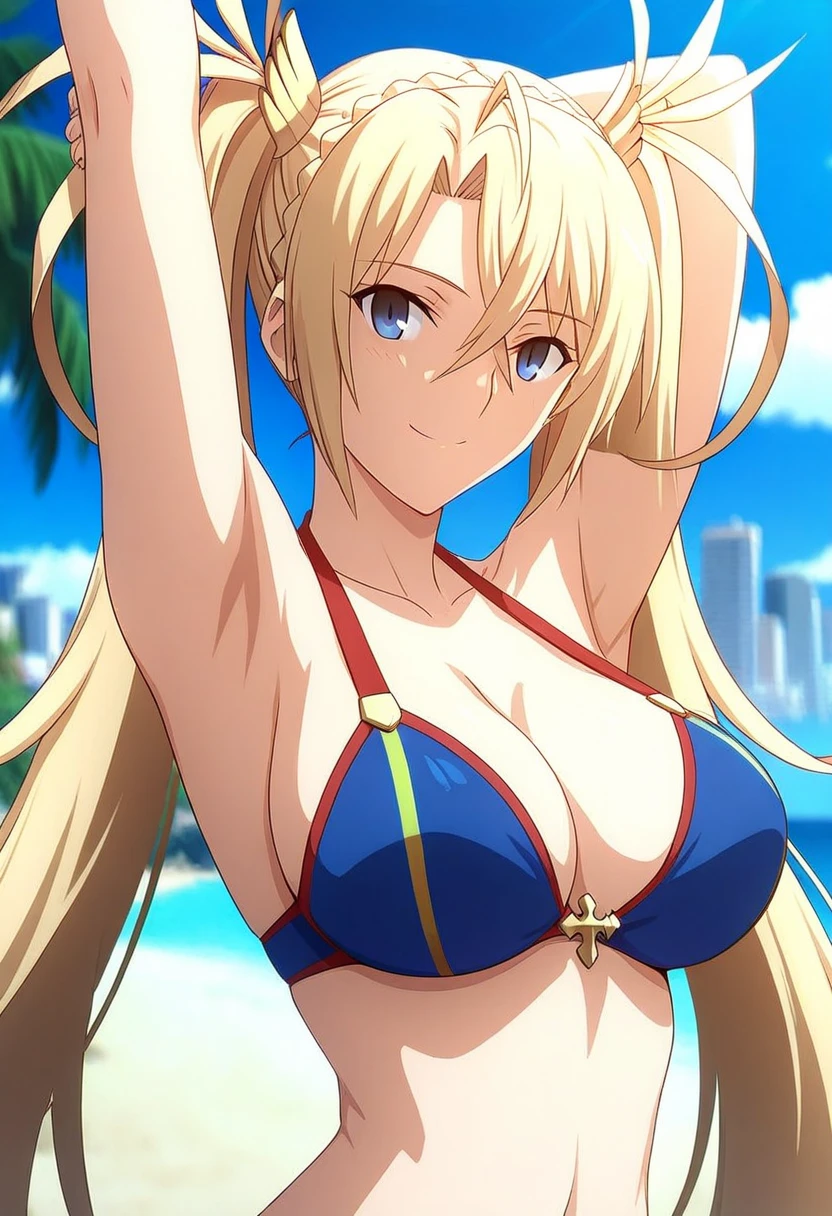 Blonde girl drawn in high resolution Japanese anime style、whole body、Women in blue bikinis taking photos on a deserted beach, Bikini Model, , A young and cute gravure idol, Posing together in , Russian and Japanese mix, sakimichan, Asian woman, Wear a swimsuit, that'that'that'that'that'that'that'that'that'that'that'that'that'It's hot with the shining sun, Japanese Model, Cute Core, sakimichan hdri, Young Gravure Idol, Chubby