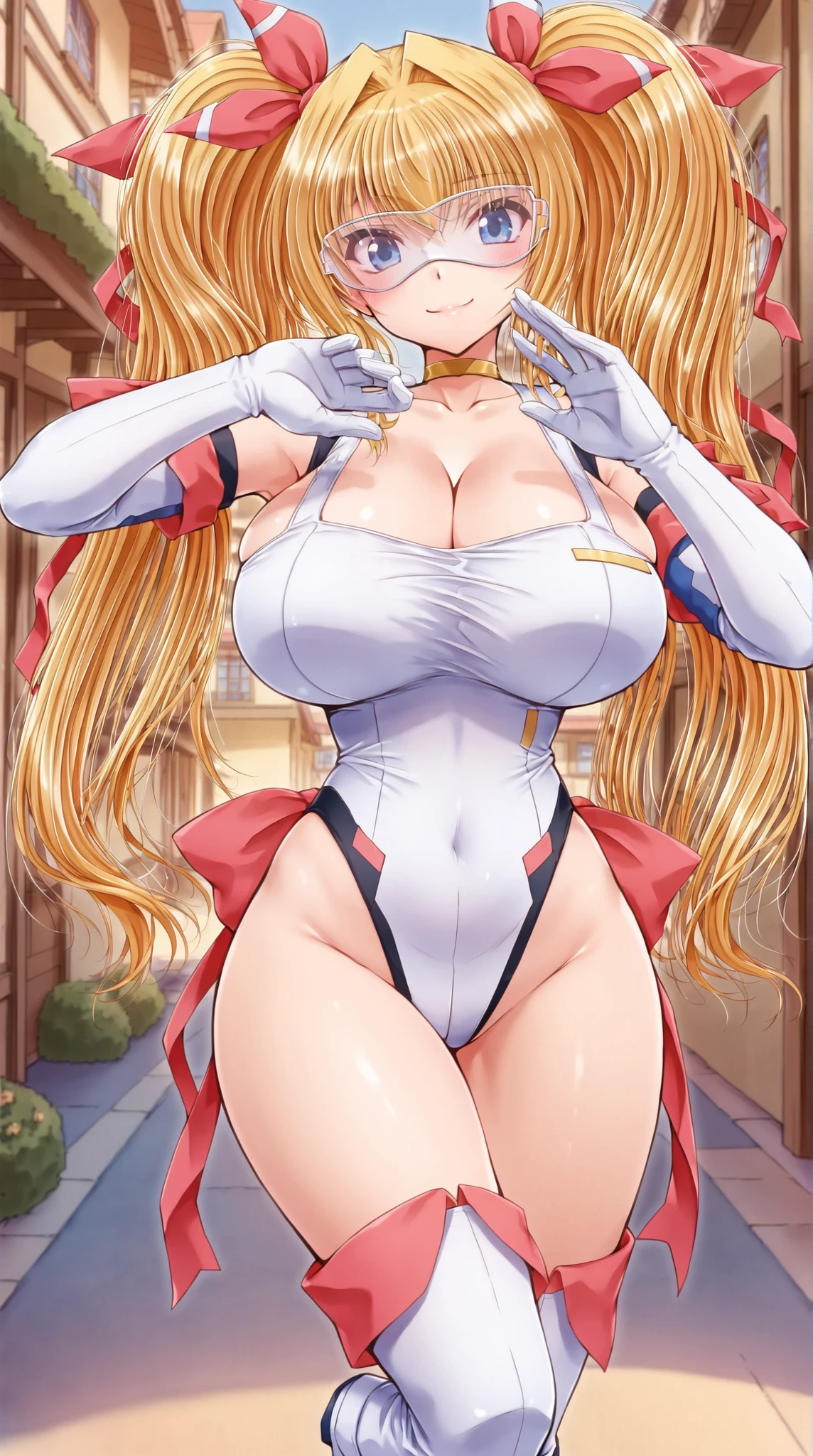 score_9, score_8_up, score_7_up,  source_anime,
Charlotte Dunois,  Charlotte Dunnoir , long hair, blond hair, ribbon,  ponytail, hair ribbon,
school uniform, ribbon, blue ribbon, long sleeve, red trim, uniform, military uniform, white military uniform,
indoor, classroom,  stand straight , smile,
viewers, cowboy shooting, Alone, Dutch angle,1 girl, solo, 全身earrings, Swept-apart bangs, long eyelashes, makeup, mature woman, Clothes cutouts , Big Breasts, Chest, belly button, (thick thighs), wide hips,
 tight, skin  tight, heavy breathing, waist cutout, bodycon, micro dress, (pink dress), Chest, thighs, pink latex, glittering clothes, フィッシュネットthighsハイソックス, viewers,  bare shoulders being raped by the guy in front,  elbow gloves , belt choker, Bracelets, earrings,  jewelry, gold chain, heart shape, oily skin,(dark skinned woman 1:4) blushes,  ahegao、blue eyes, 