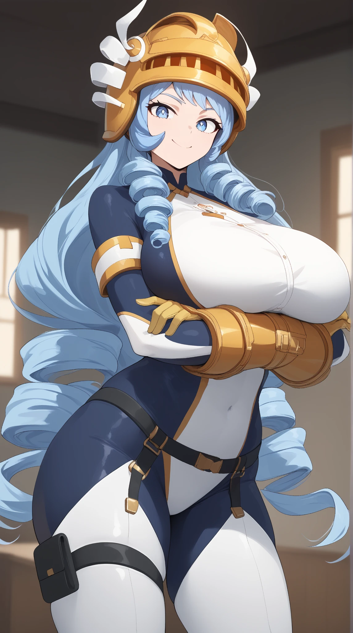 (photorealistic:1.4), (masterpiece, sidelighting, finely detailed beautiful eyes: 1.2),（Smirk，open mouth），masterpiece*portrait, realistic, 3d face, ganyu \(genshin impact\), 1girl, ahoge, architecture, bangs, ???? shoulders, bell, black gloves, black pantyhose, (blue hair), blush, ???????, chinese knot, detached sleeves, flower knot, gloves, horns, long hair, looking at viewer,  neck bell，tmasterpiece,Hands were hoisted，Huge stacked ???????，The ?????  exposed ，（Surreal breasttremely full ???????）），（（Super large）），??????????? Thin waist，（（（Extremely ?????????????））），seductiv，High detail，hyper qualit，high resolution，8K，8k smooth，(reality: 1.2)，(Highly realistic, Ultra-realistic, photograph realistic)，(Realism: 1.2)，Solo，(Perfect feminine curveig ???????:2)，(????????????:2)，(gigantic cleavage ???????:2)，(?????????????:2)，(???? ????:1.4)，(chiseled abs : 1.1)，Nice strong legs，(Curvy:1.1)，Narrow waist，(gigantic hip:1)，(Thick thighs:1)，(Thick legs:1)，(Bodybuilding girluscular，beautiful muscleody builder:1.5)