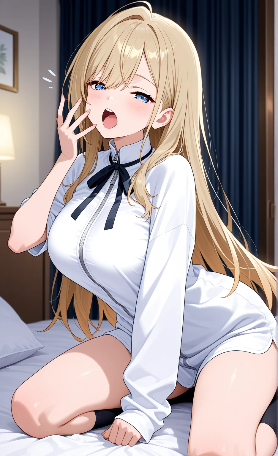 masterpiece, best quality, highres, mashi1, 独奏,  shirt, shirt dress, , ,  foots, small breasts, expressionless, indoors, wariza、Big tits beauty