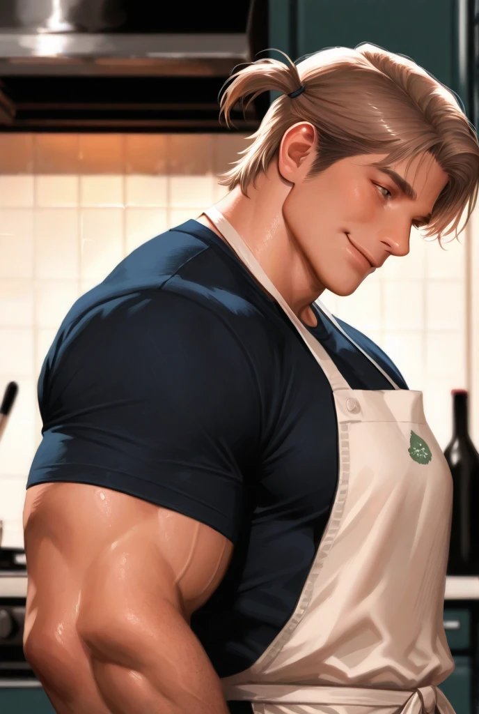 (handsome Man sitting on table eating bread ),(crew cut short hair:1.8),black eye,(Wear a fitted round neck t-shirt in navy with a police badge.:1.5),(fit neck),Navy blue jeans,(black_gloves:1.2), Korean guy,chest muscles,large arm muscles,blood vessel,Big muscles,Broad shoulders, (open mouth:1.2),(face up:1.2),(open eyes:1.5), middle of the road,smile, In the bread shop, 