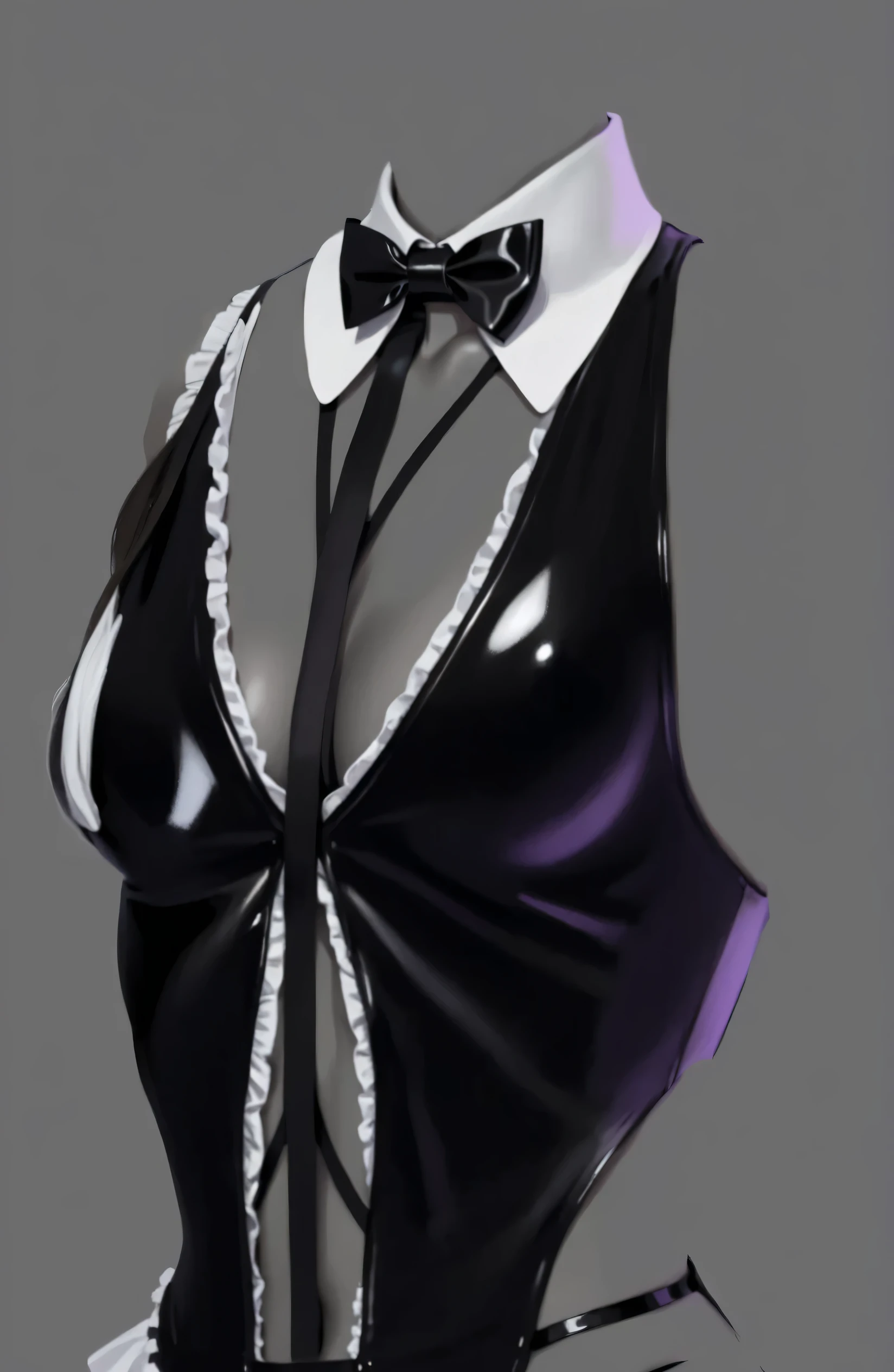 masterpiece, beautiful illustration, ultra details, girl, latex tank top, white collar with latex black bow, white ruffles