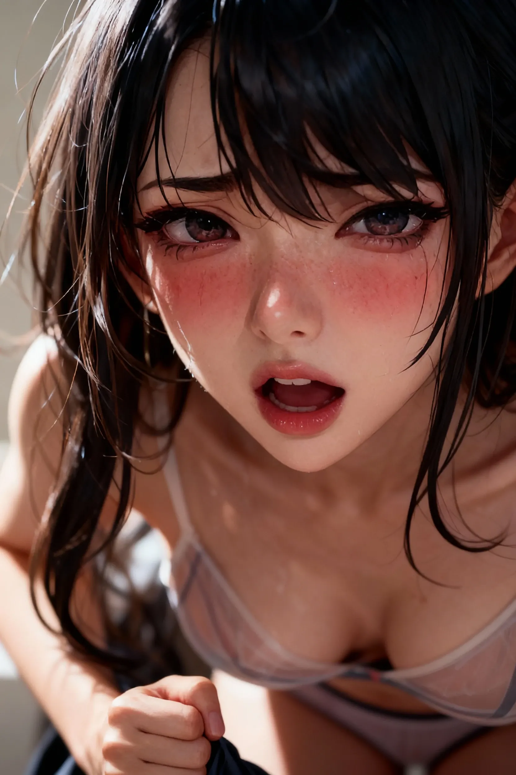 ((From below:1.2))、(Squat down and show off your crotch)、(Dynamic pose:1.1), One cute girl, Highest quality、超High resolution、High resolution、Highly detailed CG、8K Unit Wallpaper、17 years old、Beautiful attention to detail,Braid、(((nurse, nurse, nurse Cap, wear,  legwear very,  Elbow hand pockets、satin panties、((Upper body naked))、Micro Skirt)))、(Wet body:1.4)、(Shiny body,:1.6)、 blush, Sweat,Embarrassed、(Ahegao:1.5)、(Sticking out tongue and drooling)、red blush、Shy、