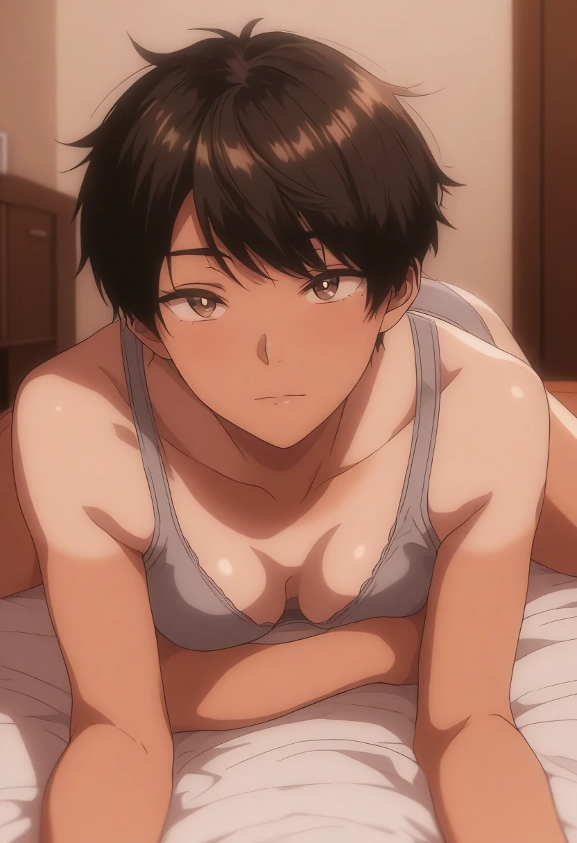 {Yukinoshita_Haruno_yahariorenoseishunlovecomewamachigatteiru:1.15},black hair, brown_eyes, , 1 girl,,alone, hair between eyes,(,:1.3),,  shoulders,white lace , cleavage,thighhighs,short hair, (()) , Beautiful lighting, window, tree　　　　　　　　　　　　　　　　　　　　　　　　　　　　　　　　　　　　　　　　　　　　　　　　　　　　　　　　　　beautiful long legs,Beautiful body,beautiful character design, perfect eyes, Perfect face,expressive eyes, looking at the viewer,(lie on back ,lie on bed),in the center of the image, official art,High Definition CG Unity, Perfect lit, bright_front_face_lit, ,(Highest_quality:1.0),4K,Super detailed, photograph, 8K, nffsw, High resolution, absurdes:1.2, kodak portrait 400, film grain, Lens flare, (lively_Farbe:1.2) (beautiful,medium breasts:1.4), (beautiful_face:1.3),(narrow_waist),blush, ((detail )),navel,cry